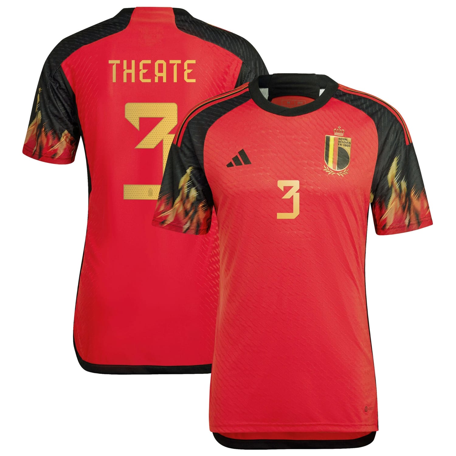 Belgium National Team Home Authentic Jersey Shirt 2022 player Arthur Theate 3 printing for Men