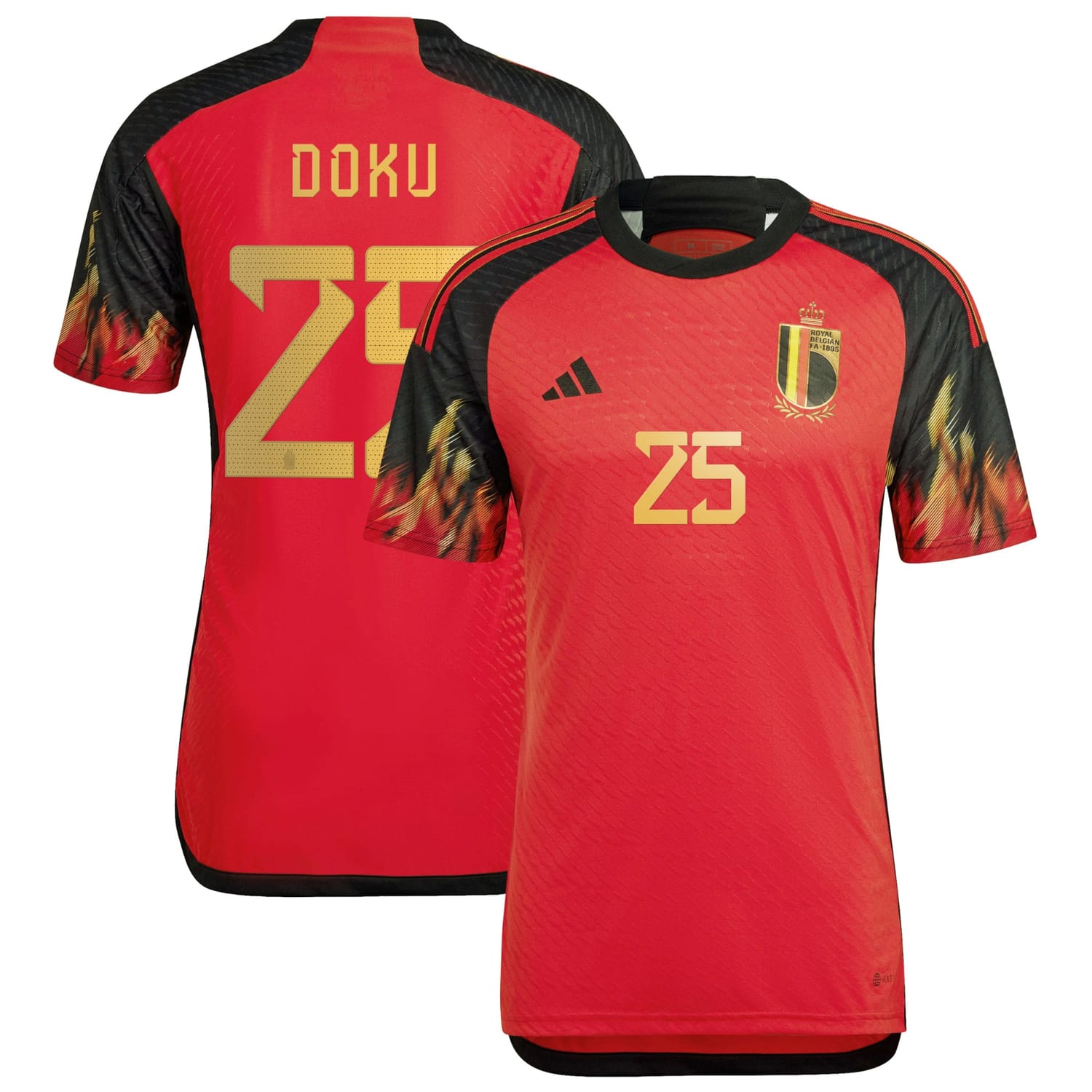 Belgium National Team Home Authentic Jersey Shirt 2022 player Jeremy Doku 25 printing for Men