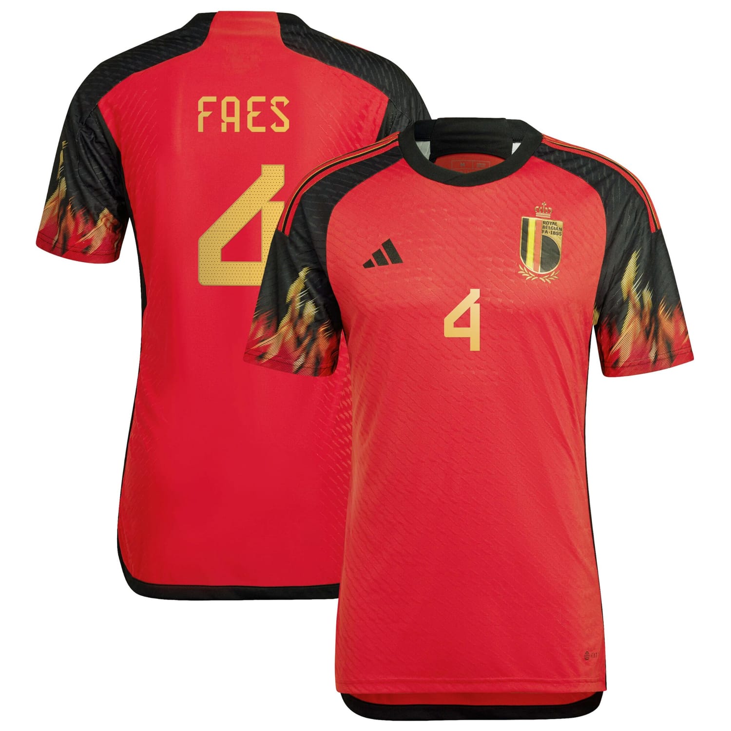 Belgium National Team Home Authentic Jersey Shirt 2022 player Wout Faes 4 printing for Men