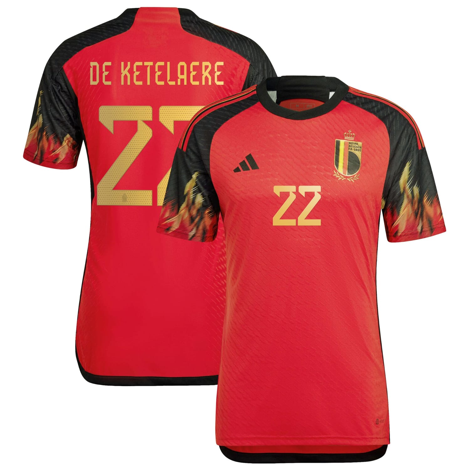 Belgium National Team Home Authentic Jersey Shirt 2022 player Charles De Ketelaere 22 printing for Men