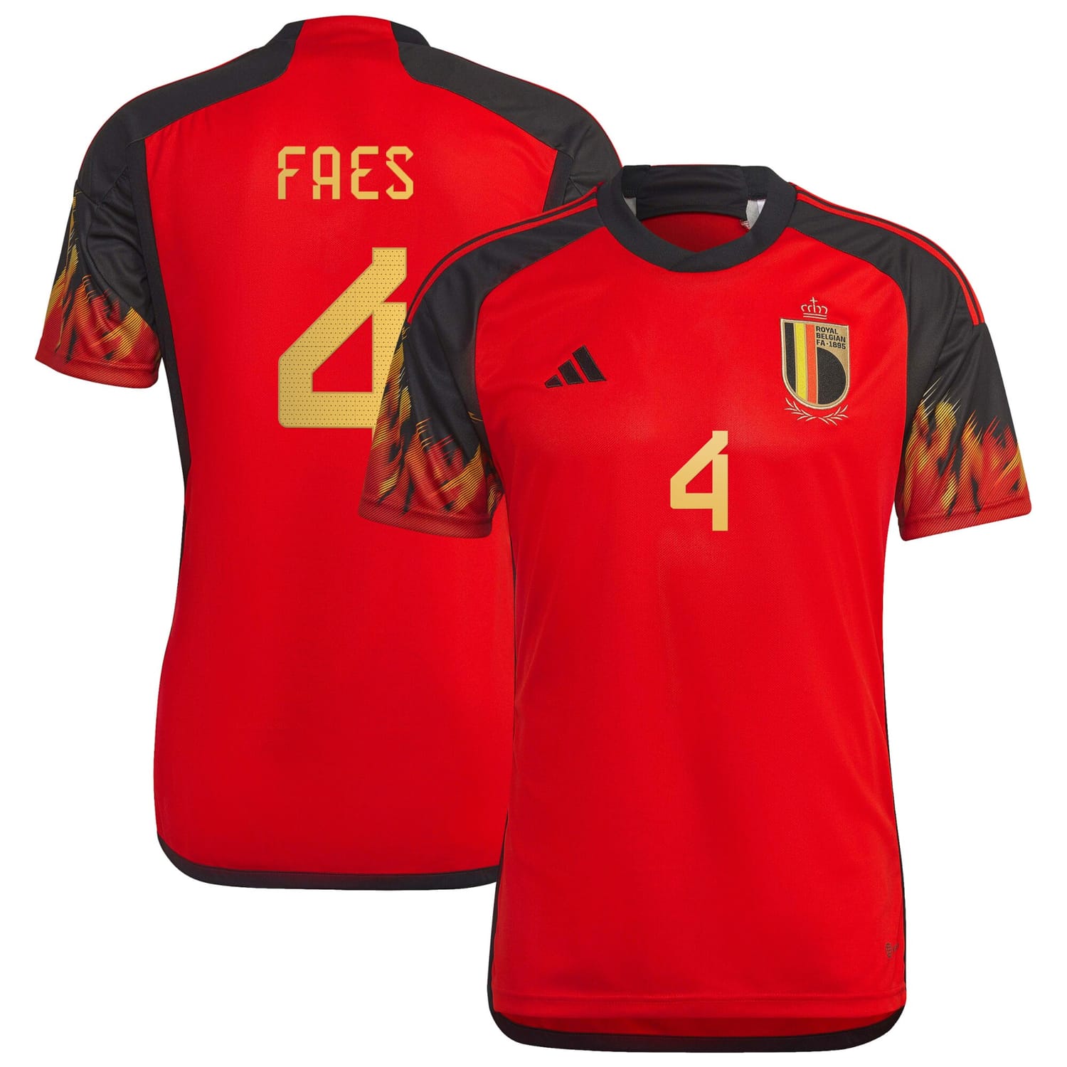Belgium National Team Home Jersey Shirt 2022 player Wout Faes 4 printing for Men