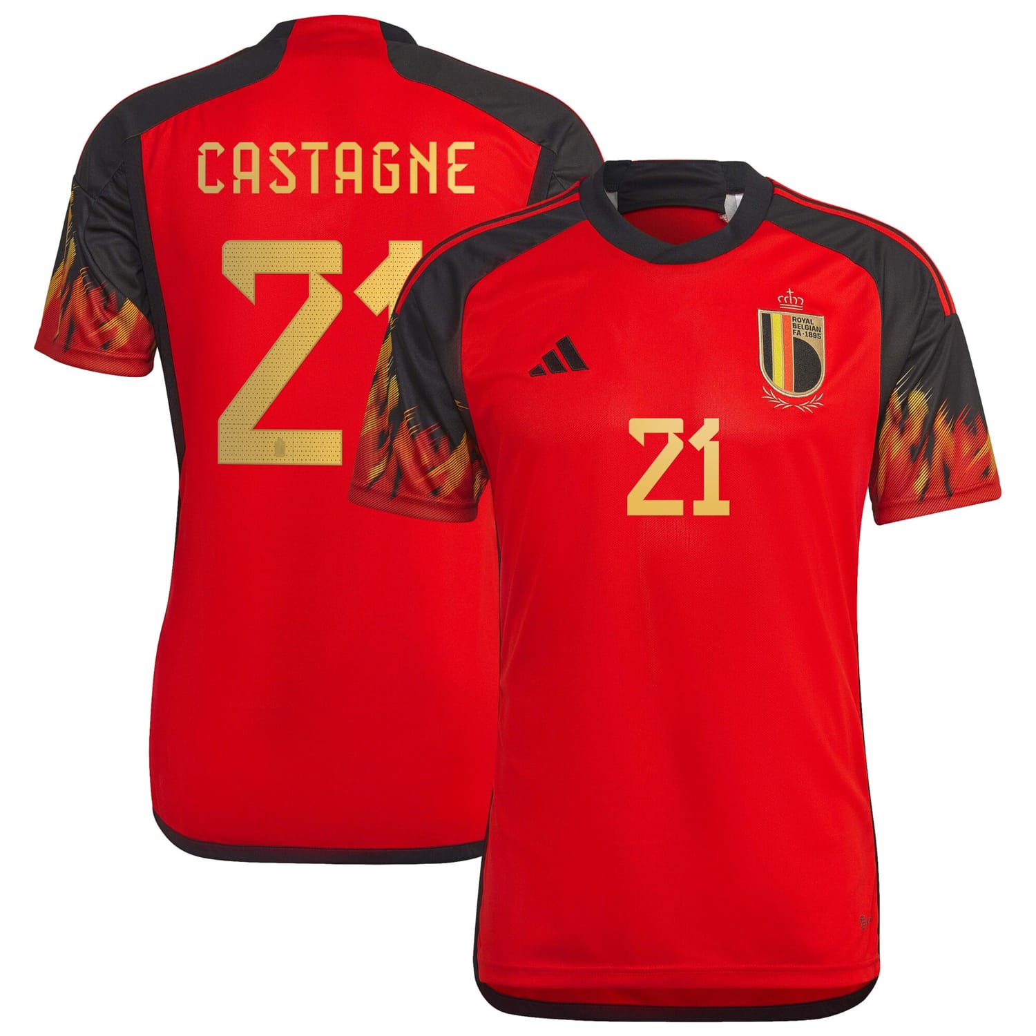 Belgium National Team Home Jersey Shirt 2022 player Timothy Castagne 21 printing for Men