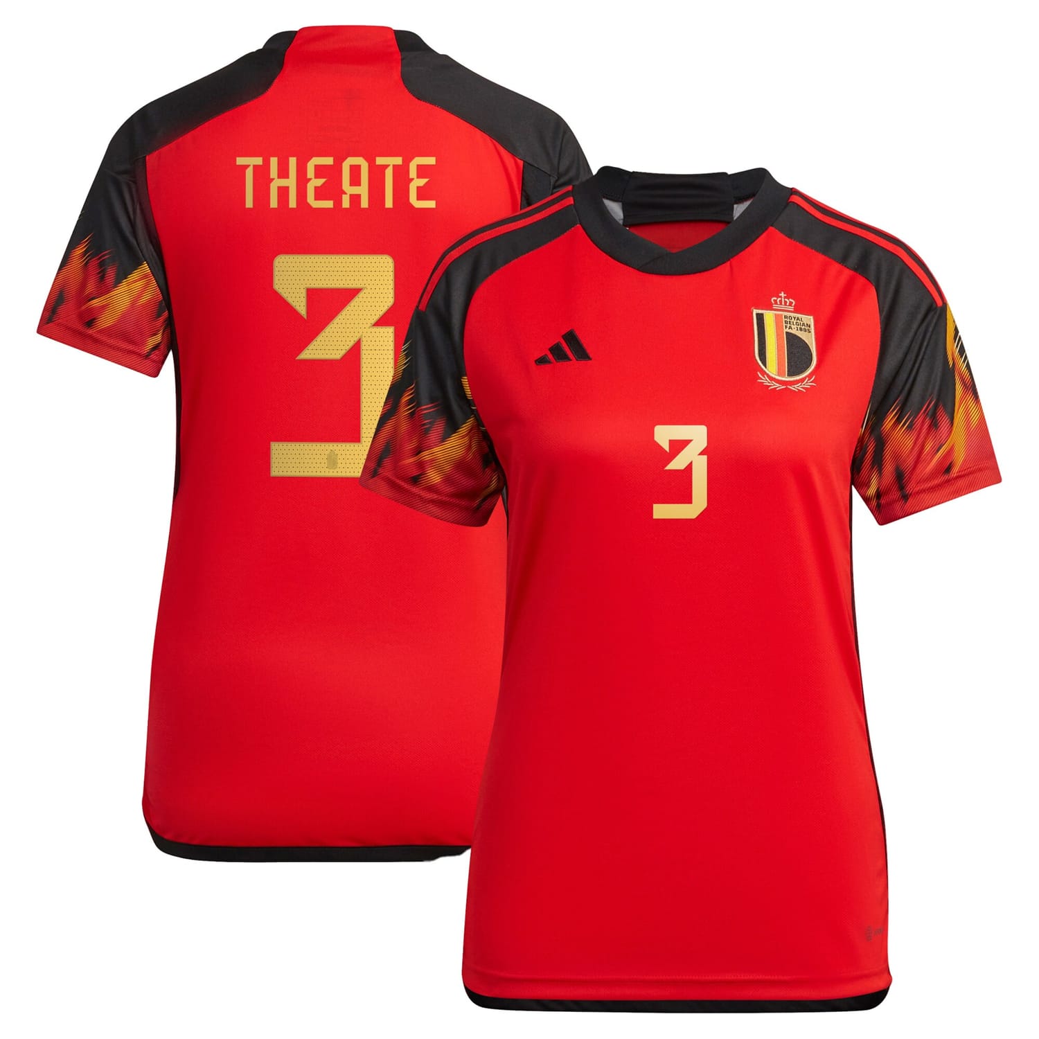 Belgium National Team Home Jersey Shirt 2022 player Arthur Theate 3 printing for Women