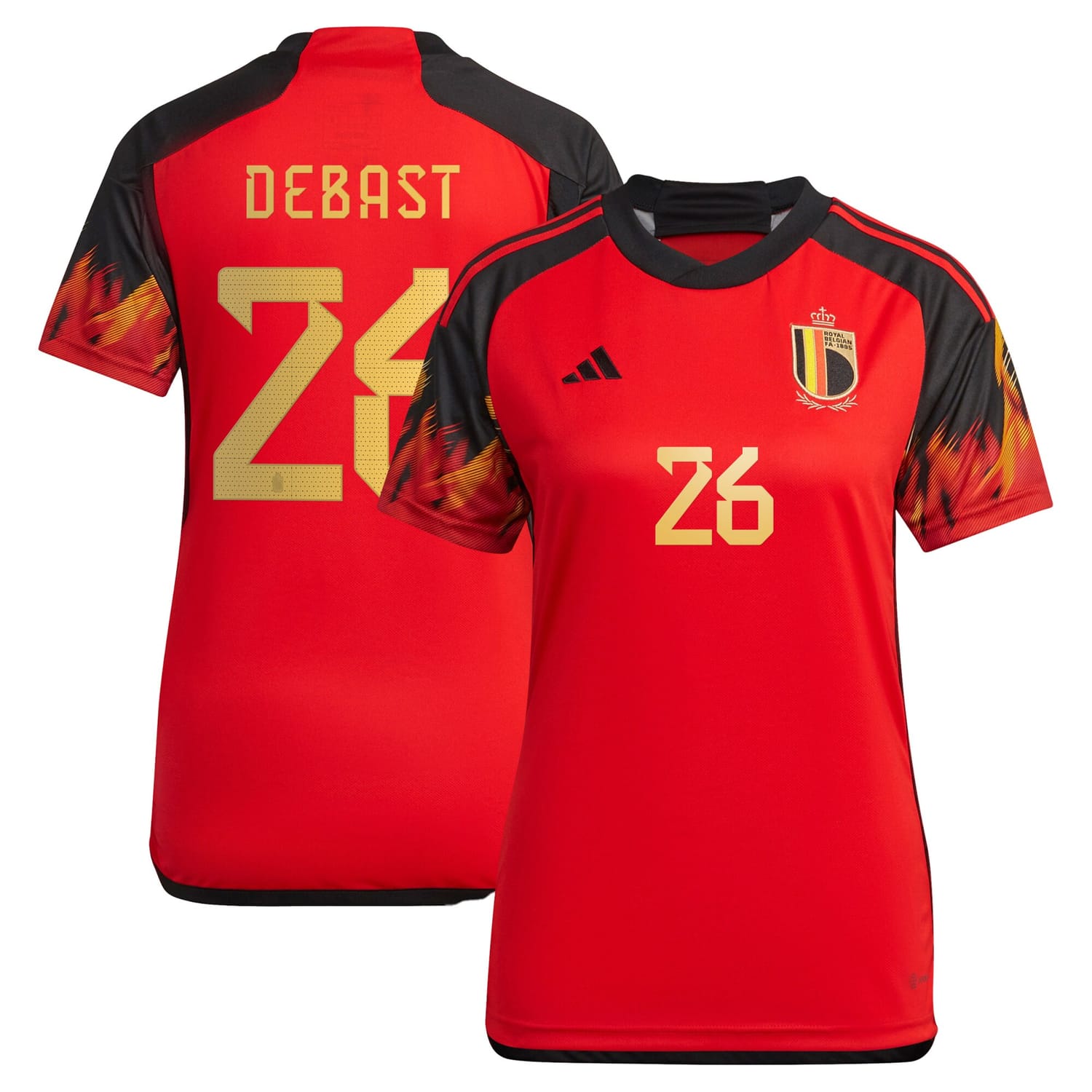 Belgium National Team Home Jersey Shirt 2022 player Zeno Debast 26 printing for Women