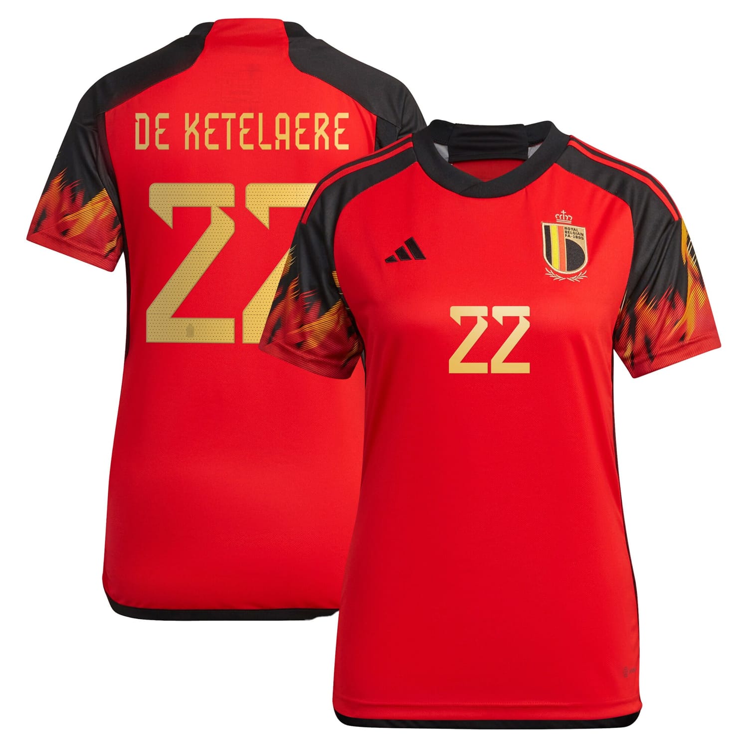 Belgium National Team Home Jersey Shirt 2022 player Charles De Ketelaere 22 printing for Women