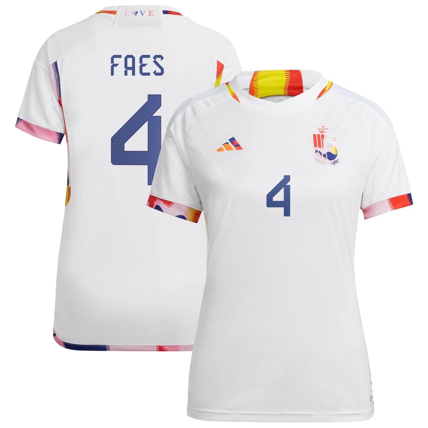 Belgium National Team Away Jersey Shirt 2022 player Wout Faes 4 printing for Women