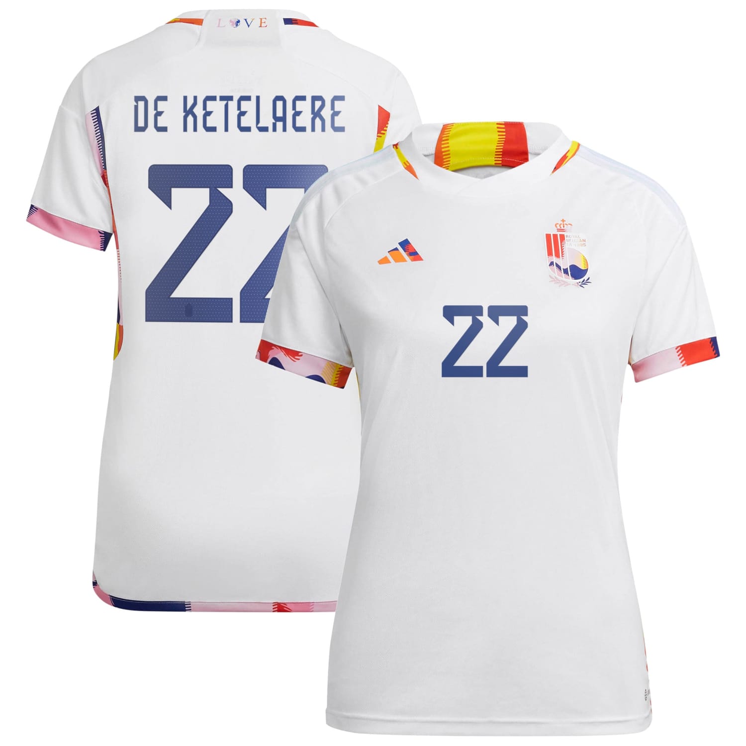 Belgium National Team Away Jersey Shirt 2022 player Charles De Ketelaere 22 printing for Women