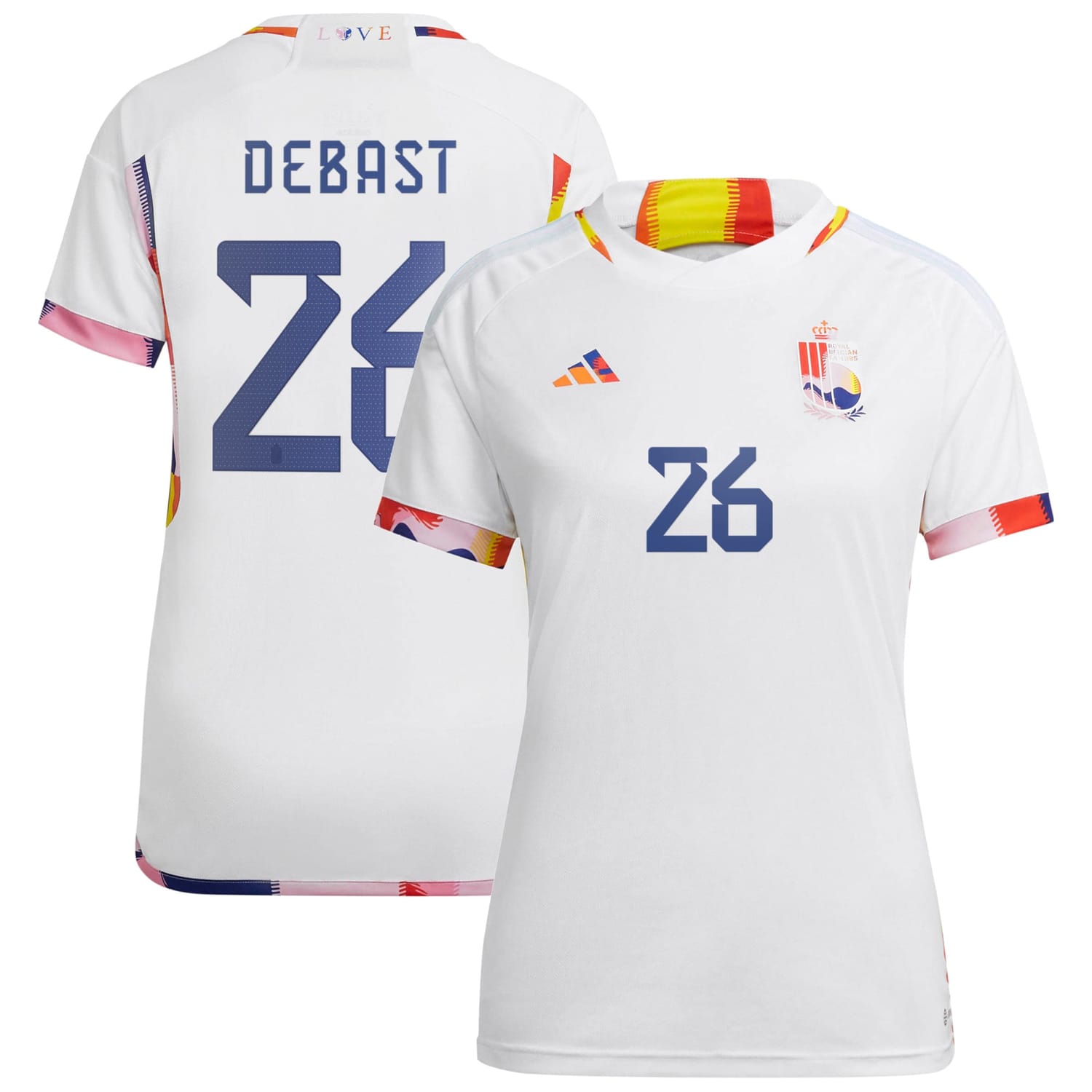 Belgium National Team Away Jersey Shirt 2022 player Zeno Debast 26 printing for Women