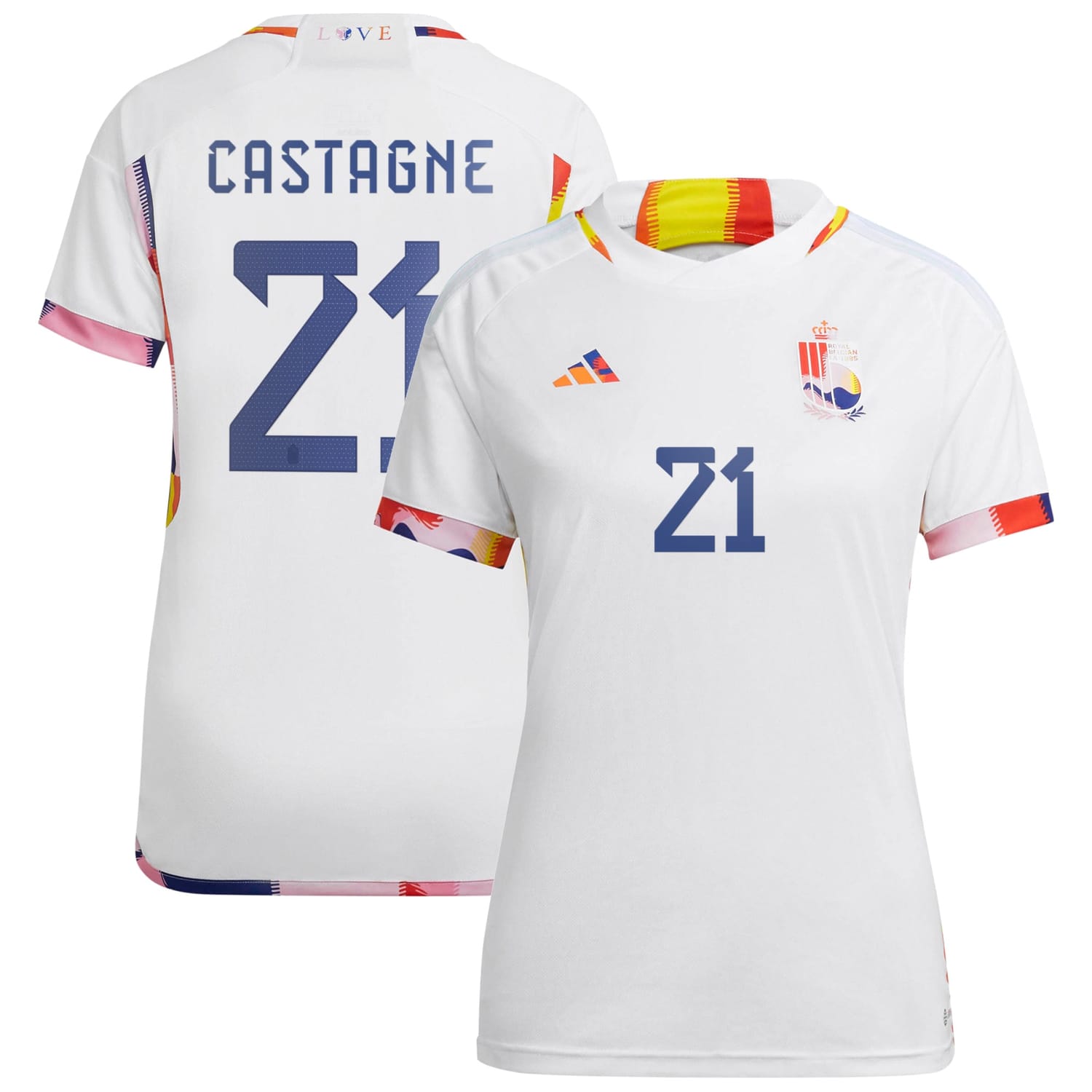 Belgium National Team Away Jersey Shirt 2022 player Timothy Castagne 21 printing for Women