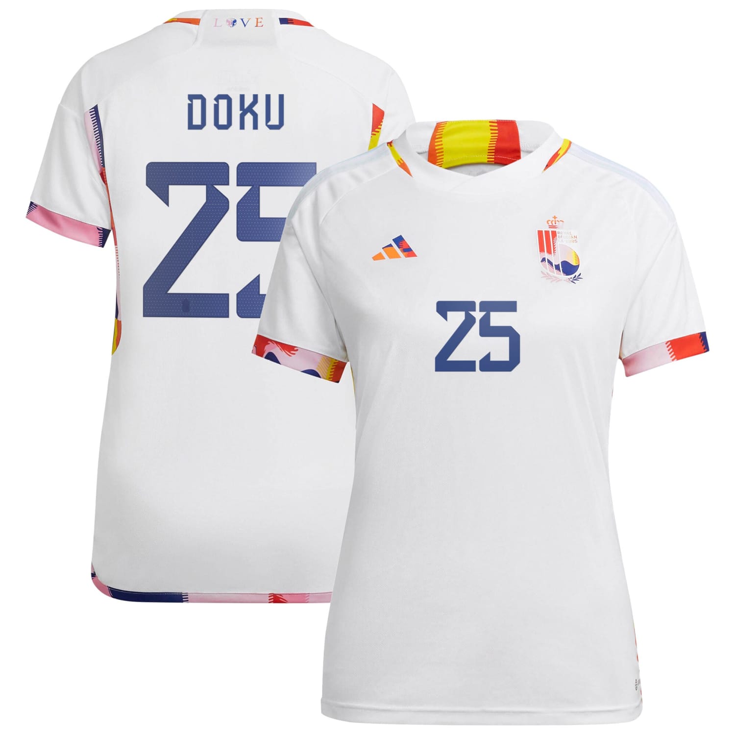 Belgium National Team Away Jersey Shirt 2022 player Jeremy Doku 25 printing for Women