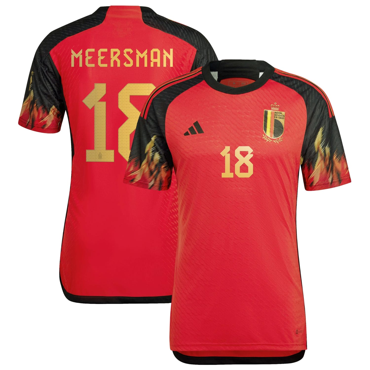 Belgium National Team Home Authentic Jersey Shirt 2022 player Fran Meersman 18 printing for Men