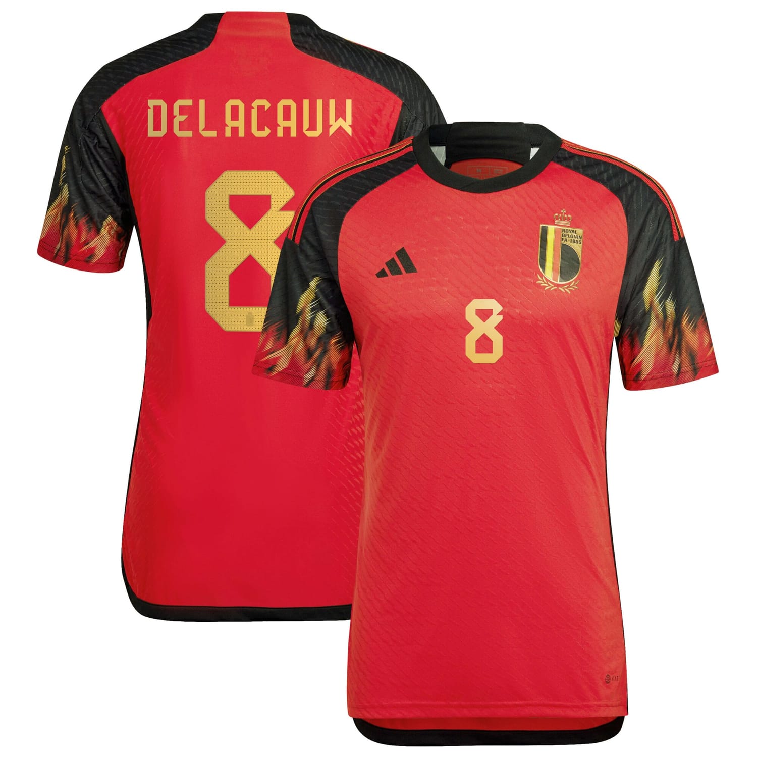 Belgium National Team Home Authentic Jersey Shirt 2022 player Féli Delacauw 8 printing for Men