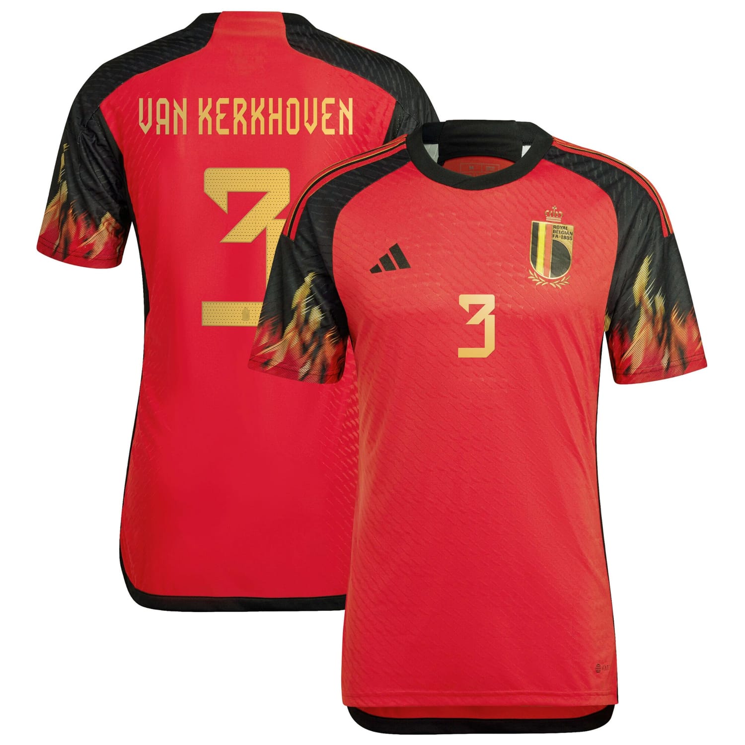 Belgium National Team Home Authentic Jersey Shirt 2022 player Ella Van Kerkhoven 3 printing for Men