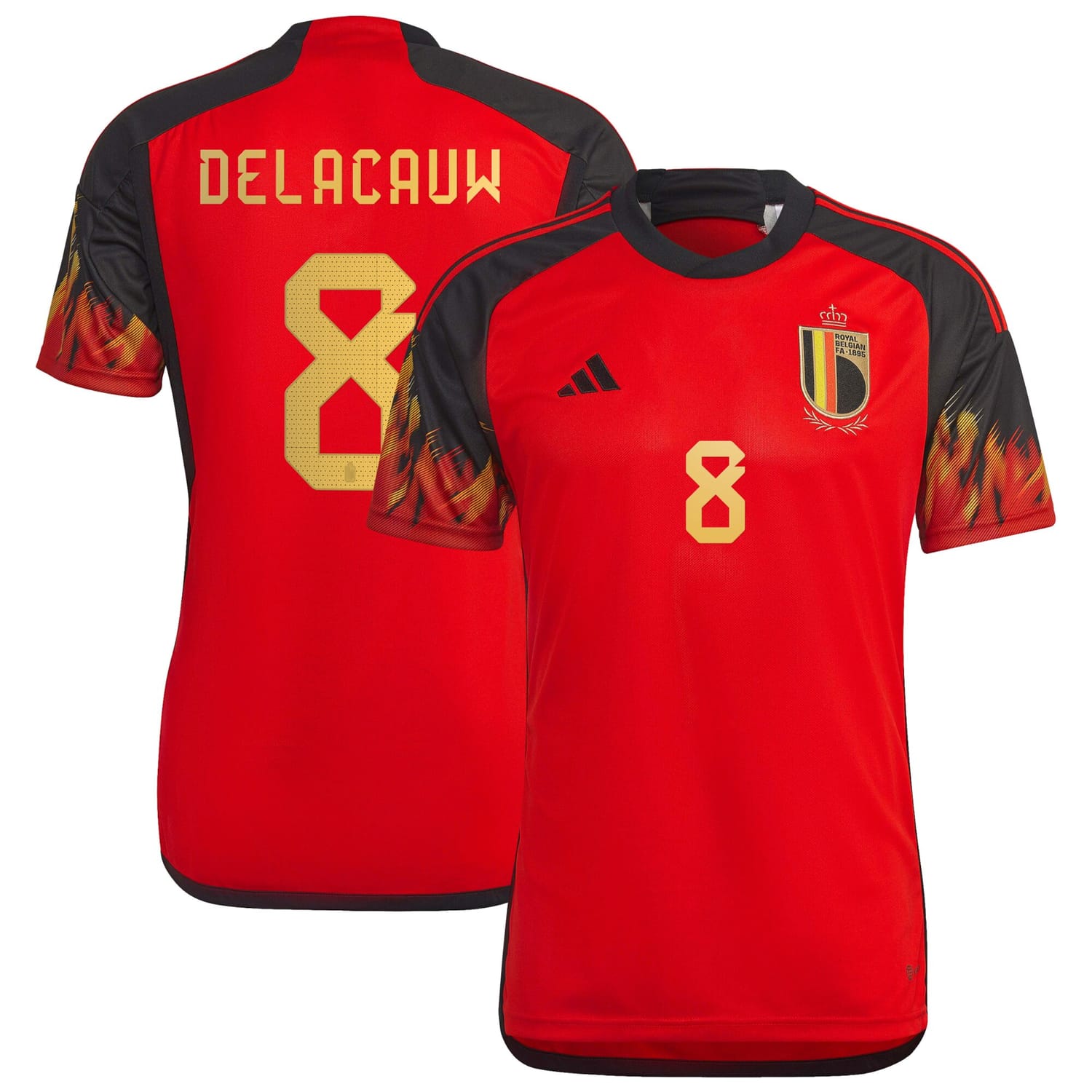 Belgium National Team Home Jersey Shirt 2022 player Féli Delacauw 8 printing for Men