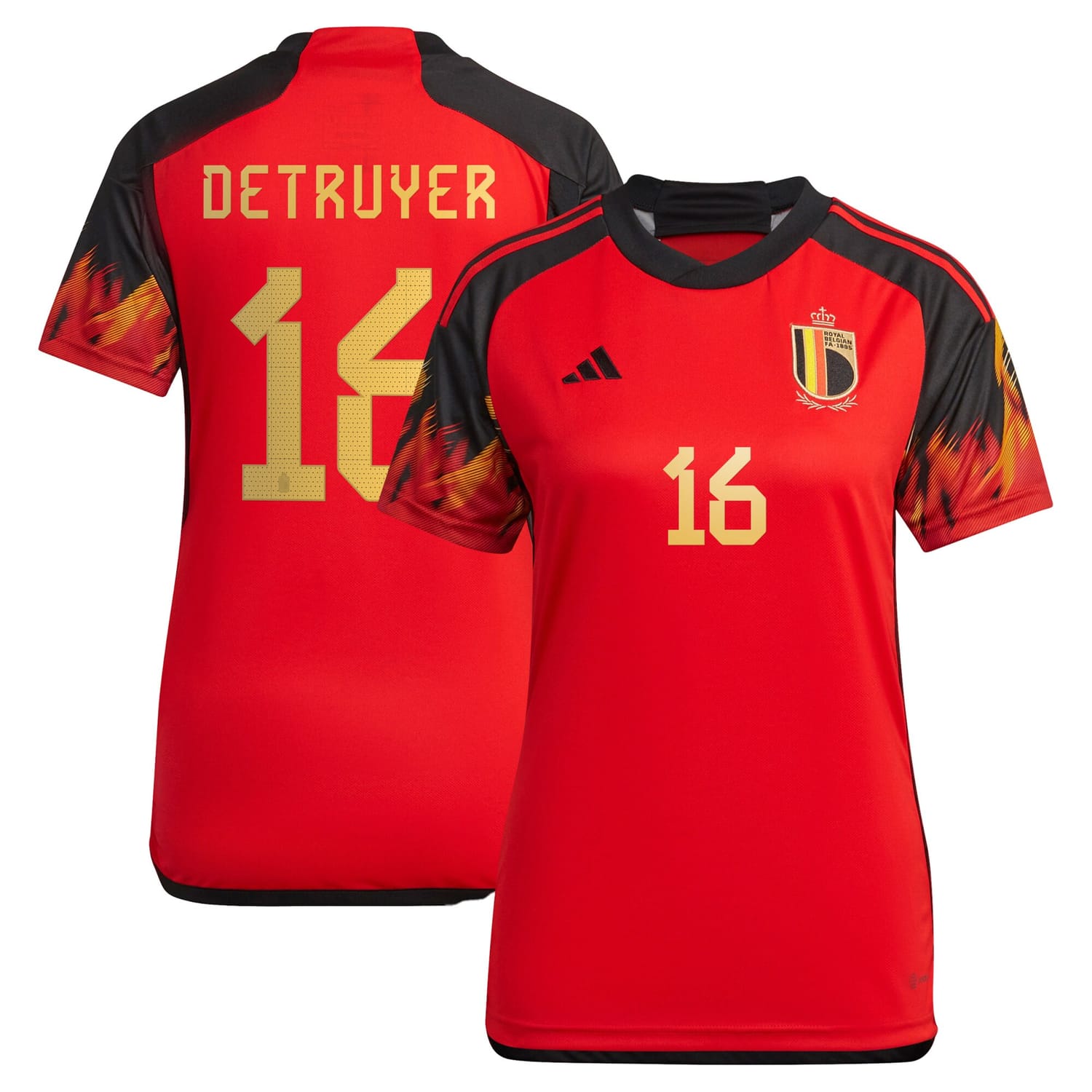 Belgium National Team Home Jersey Shirt 2022 player Marie Detruyer 16 printing for Women