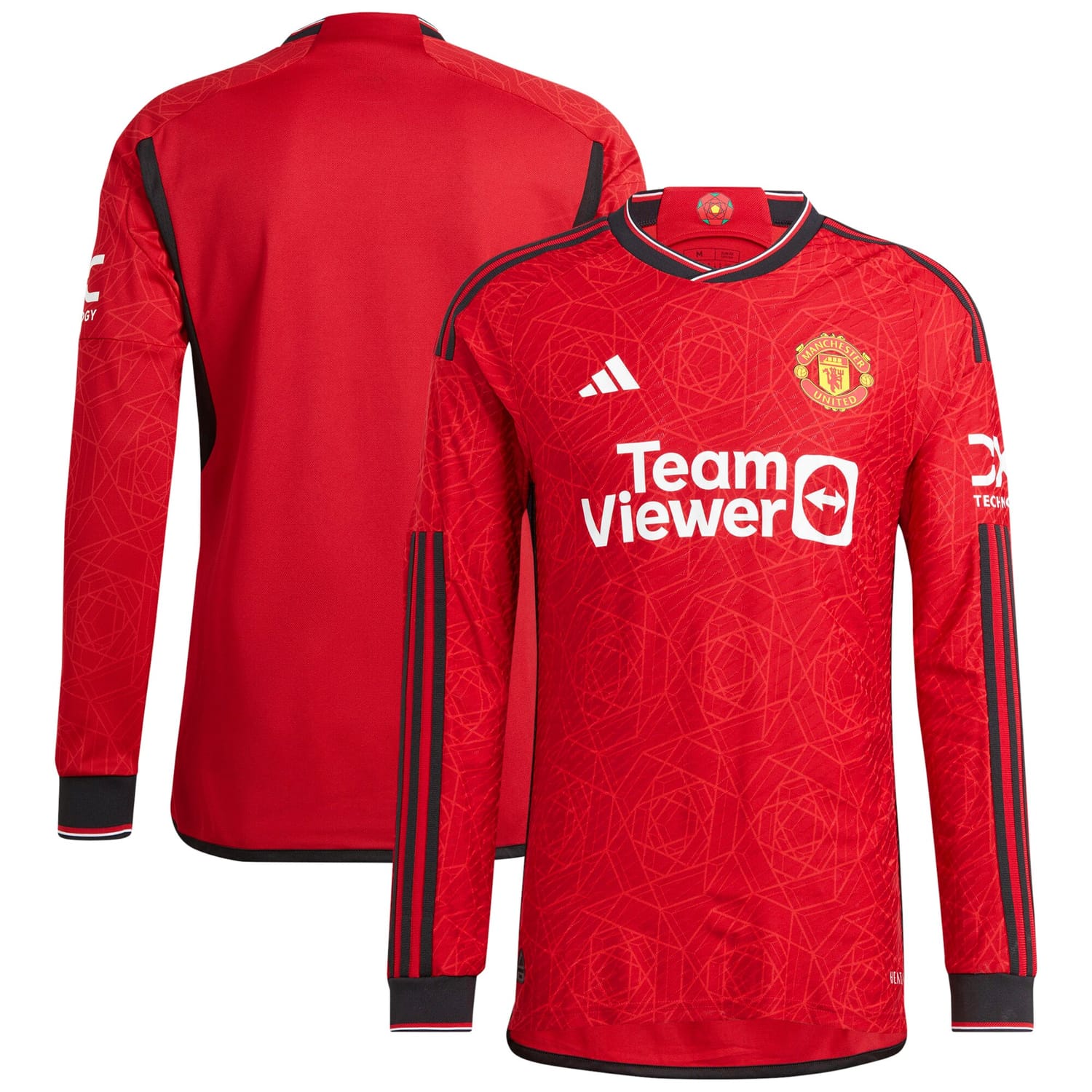 Premier League Manchester United Home Authentic Jersey Shirt Long Sleeve 2023-24 for Men