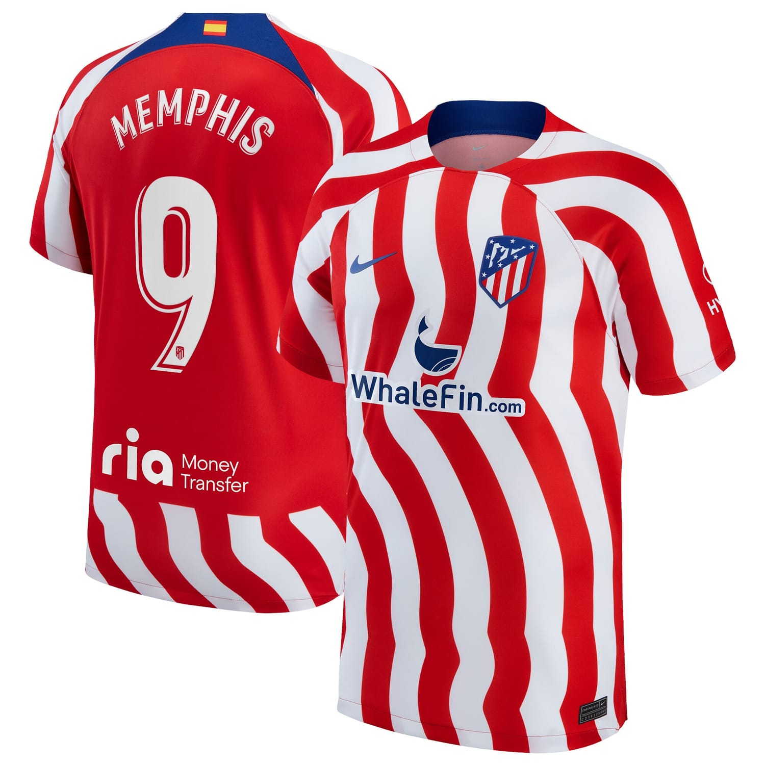La Liga Atletico de Madrid Home Jersey Shirt 2022-23 player Memphis Depay 9 printing for Men