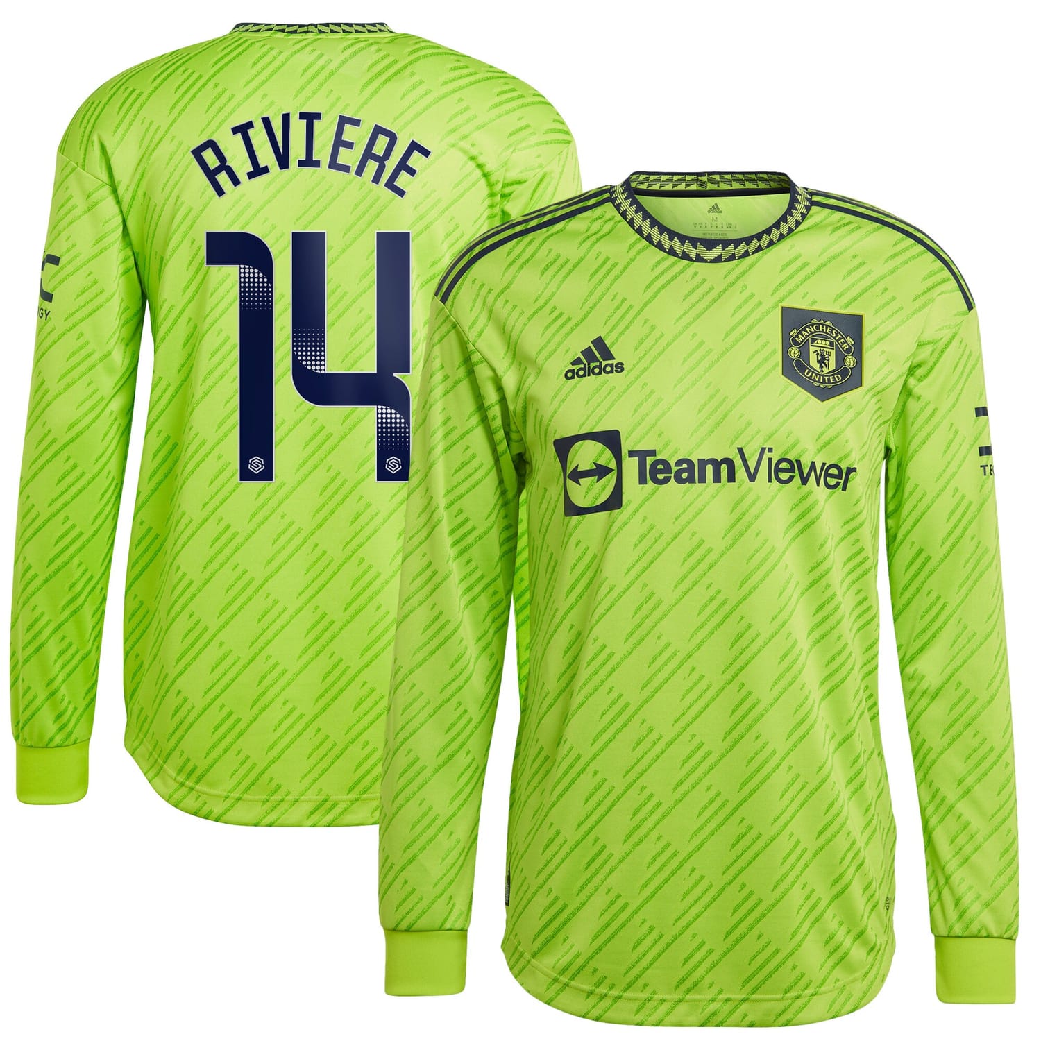 Premier League Manchester United Third WSL Authentic Jersey Shirt Long Sleeve 2022-23 player Jayde Riviere 14 printing for Men