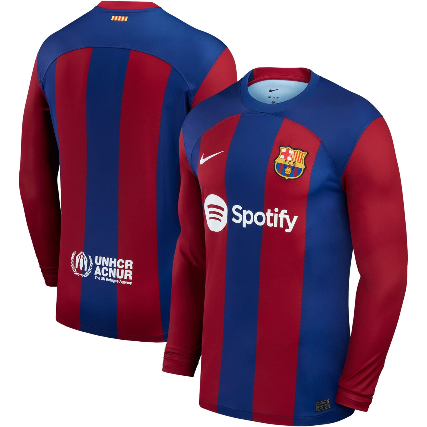 La Liga Barcelona Home Jersey Shirt Long Sleeve 2023-24 for Men