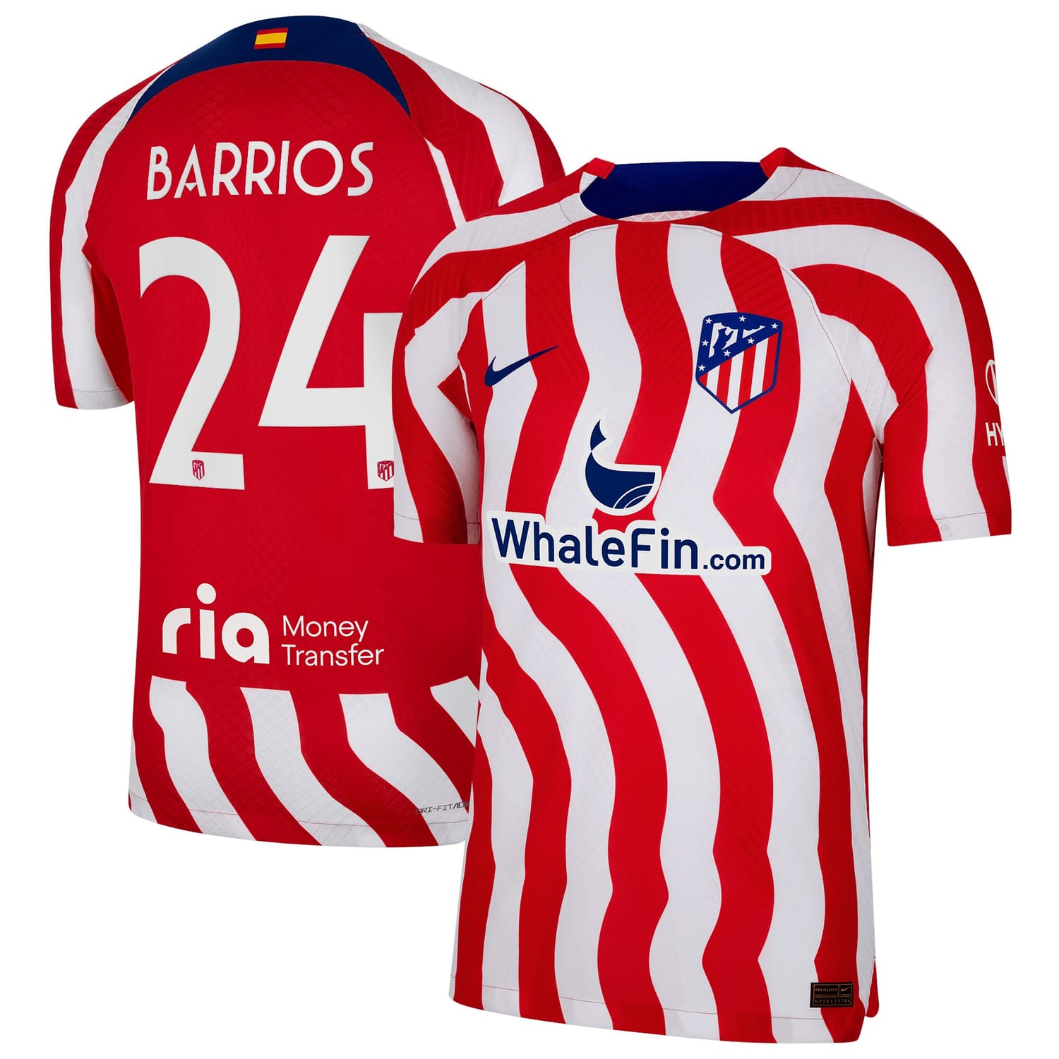 La Liga Atletico de Madrid Home Metropolitano Authentic Jersey Shirt 2022-23 player Pablo Barrios 24 printing for Men