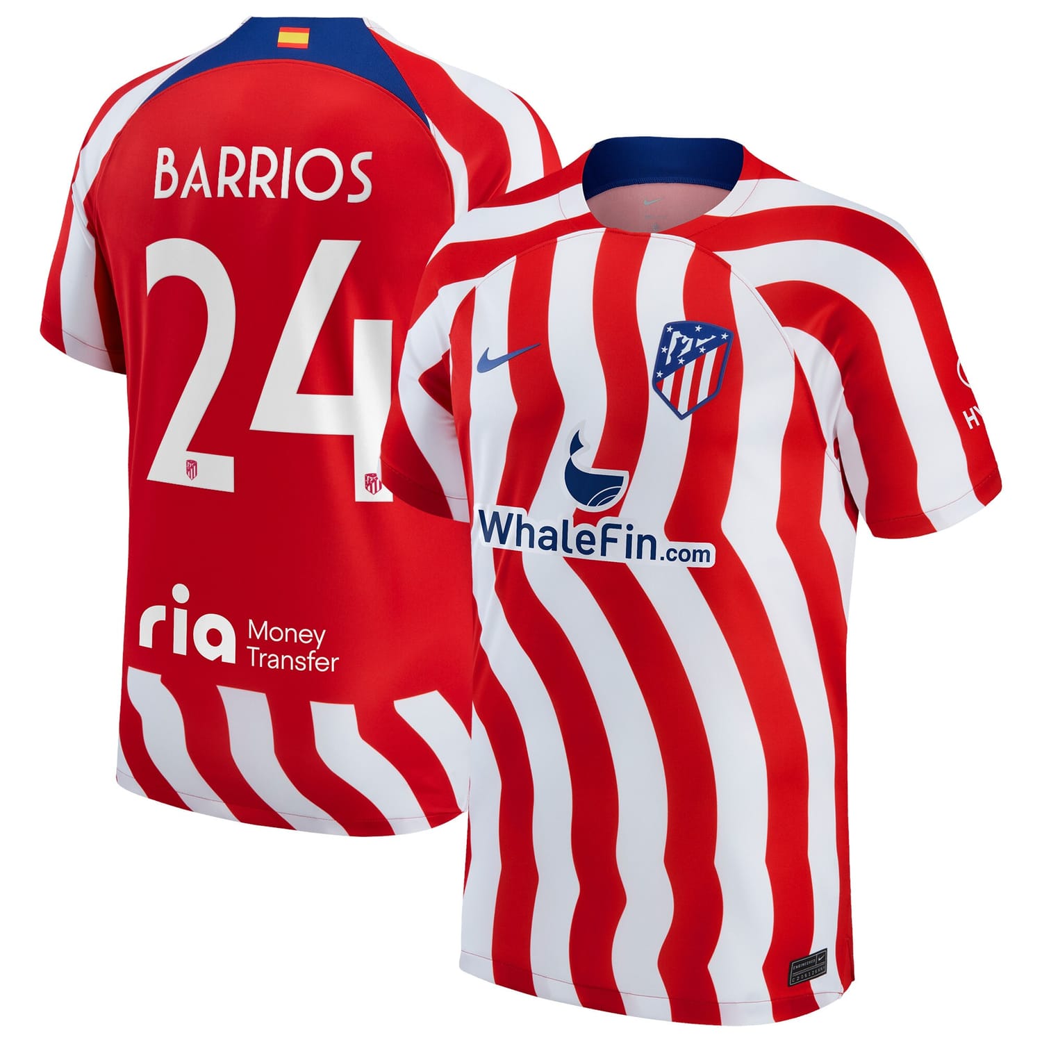 La Liga Atletico de Madrid Home Metropolitano Jersey Shirt 2022-23 player Pablo Barrios 24 printing for Men