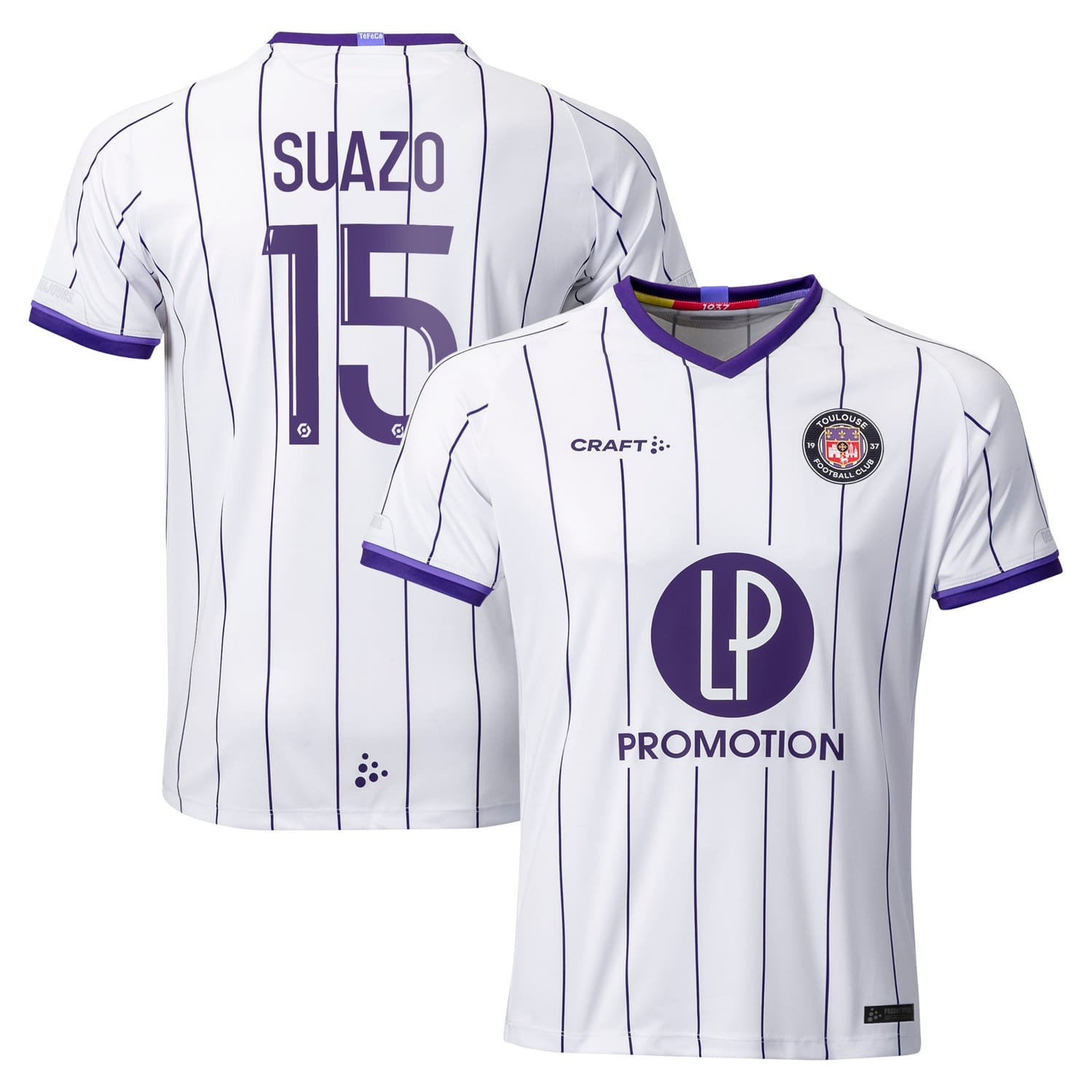 Ligue 1 Toulouse Home Jersey Shirt 2022-23 player Gabriel Suazo 15 printing for Men