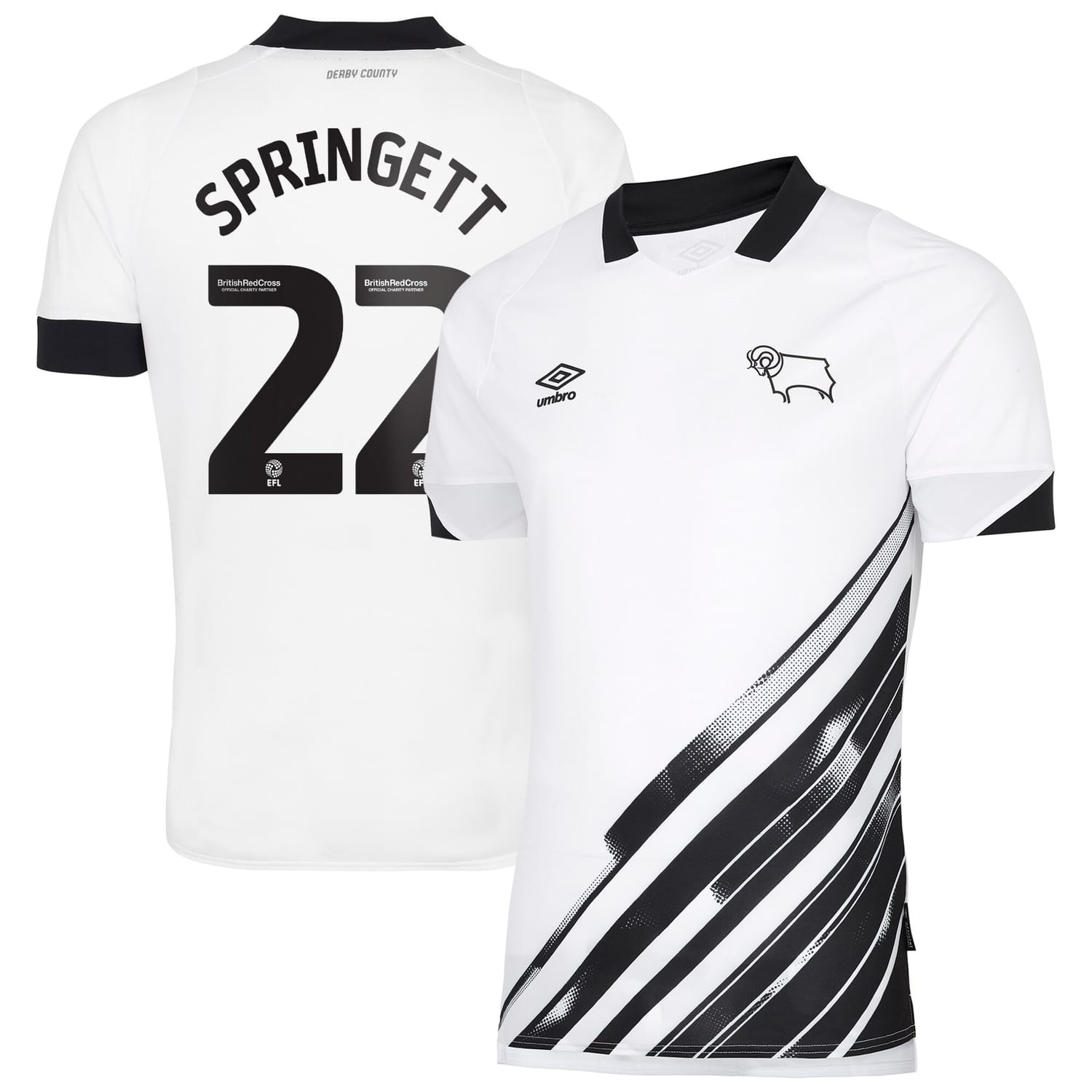 EFL League One Derby County Home Jersey Shirt 2022-23 player Tony Springett 22 printing for Men