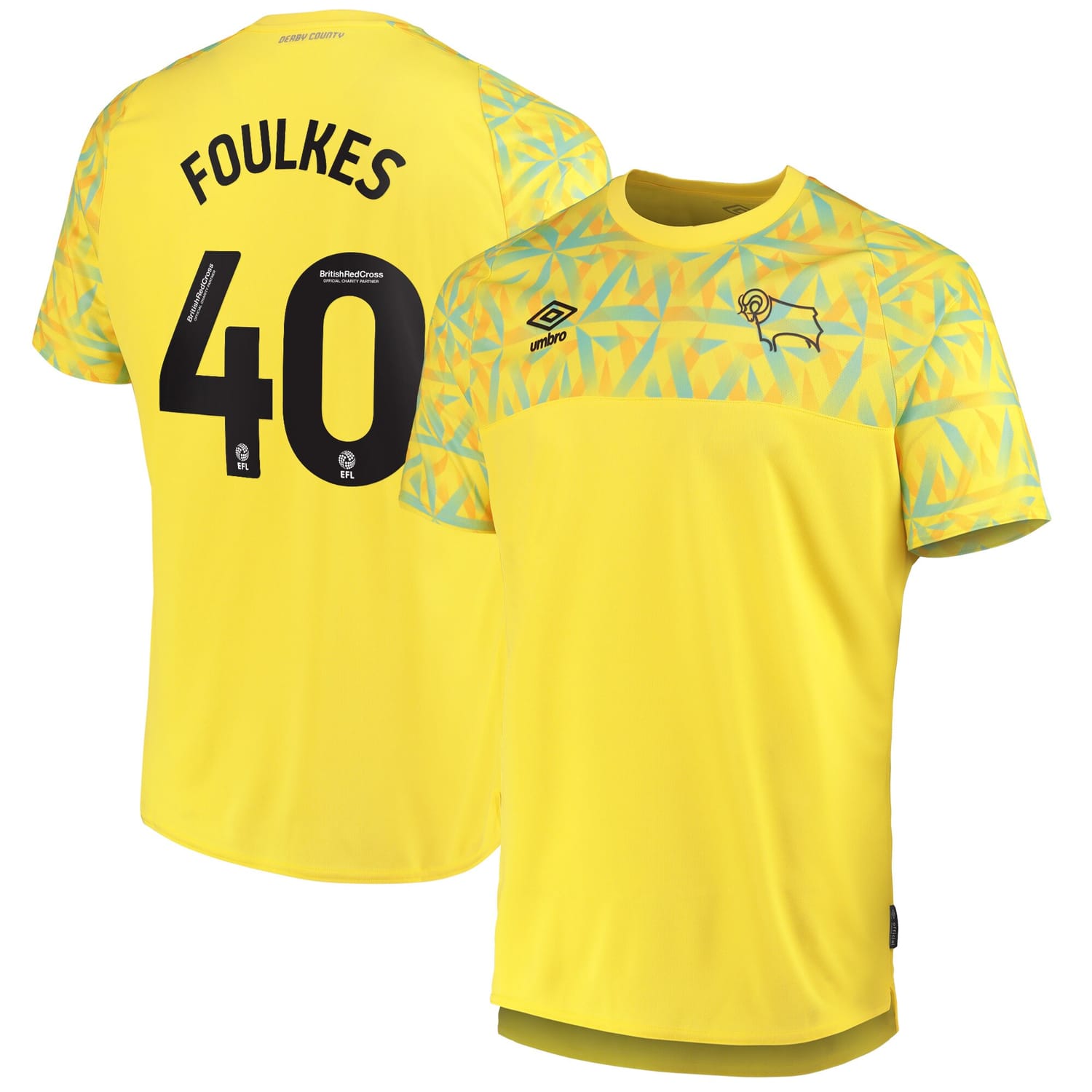 EFL League One Derby County Away Goalkeeper Jersey Shirt 2022-23 player Harrison Foulkes 40 printing for Men
