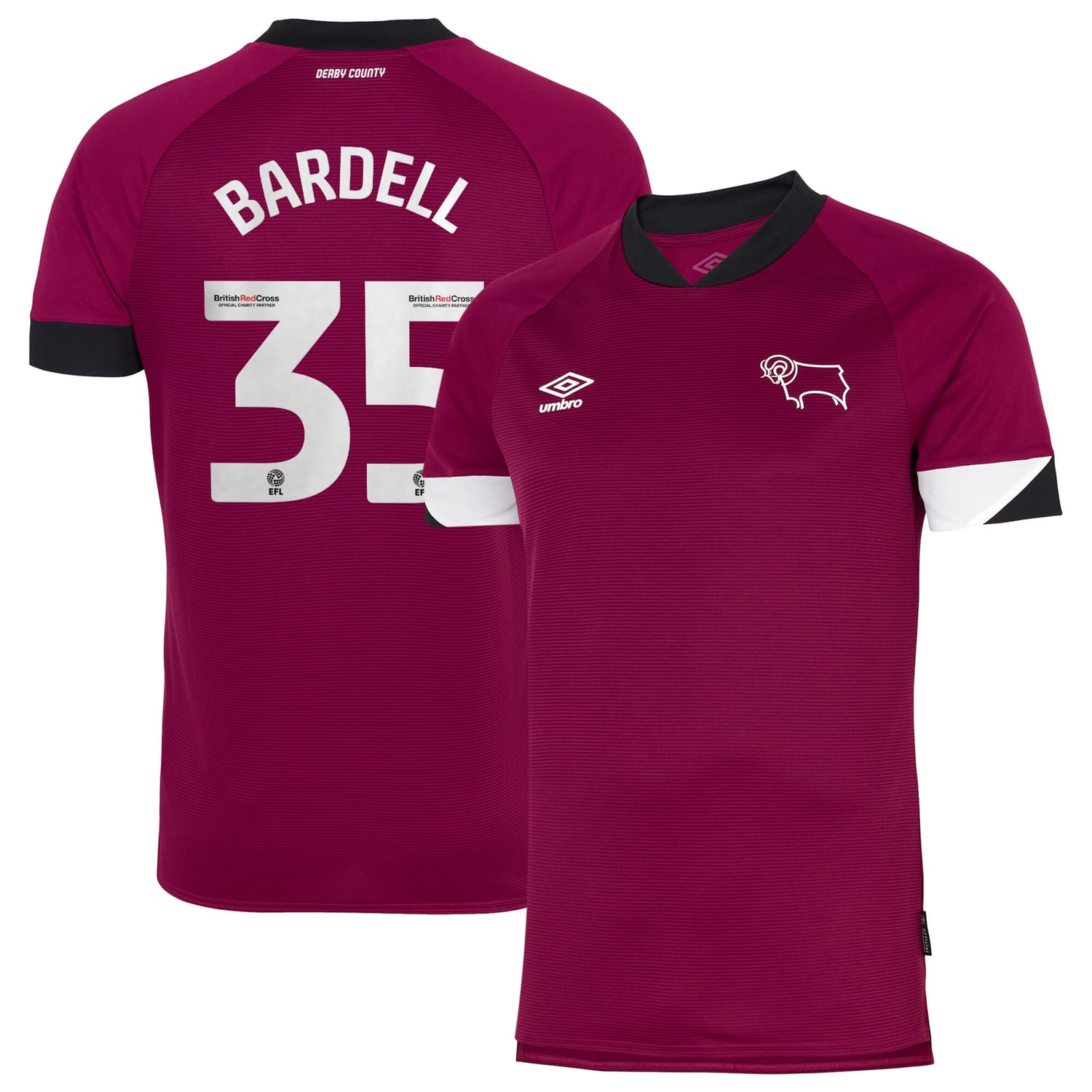 EFL League One Derby County Third Jersey Shirt 2022-23 player Max Bardell 35 printing for Men
