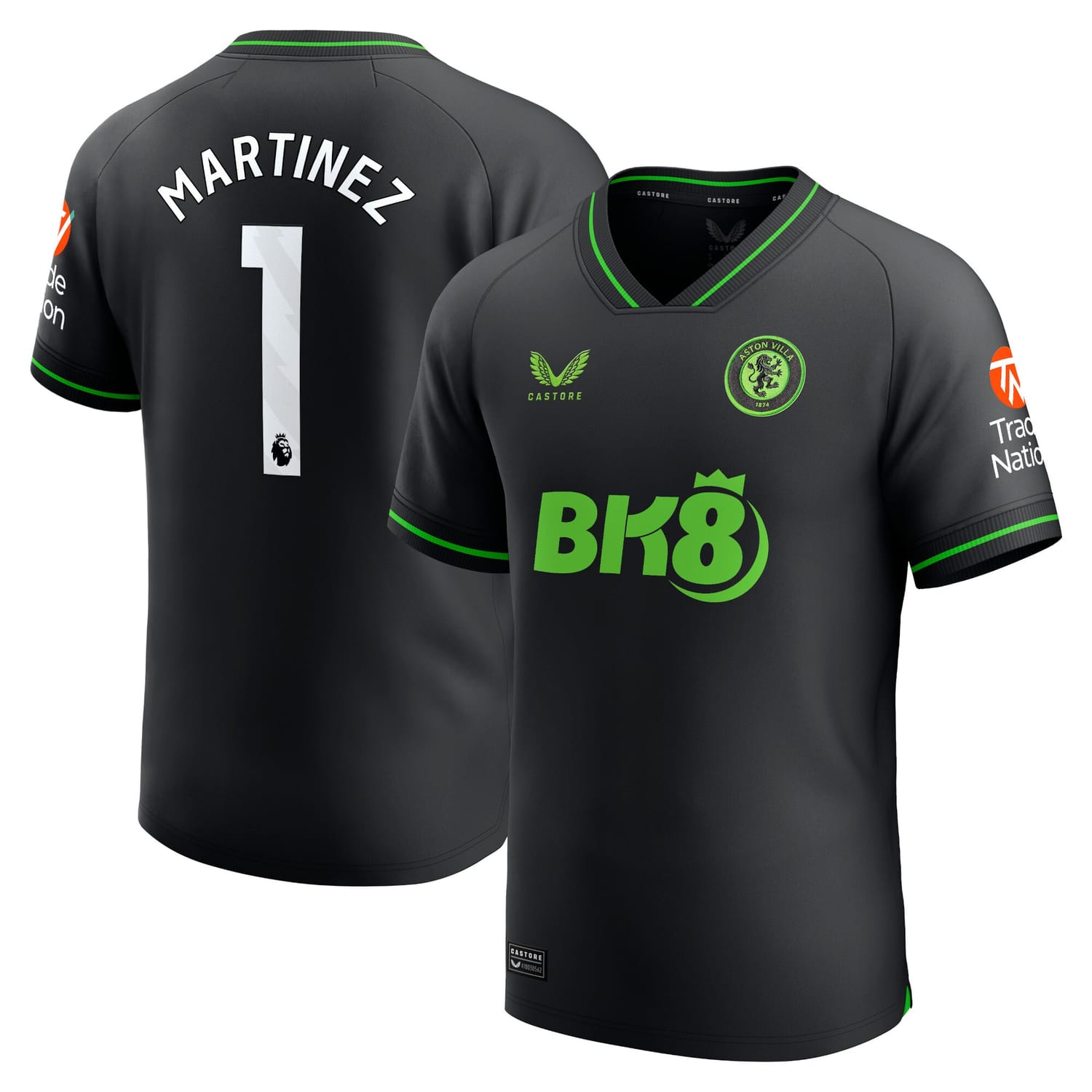 Premier League Aston Villa Home Goalkeeper Jersey Shirt 2023-24 player Emiliano Martínez 1 printing for Men