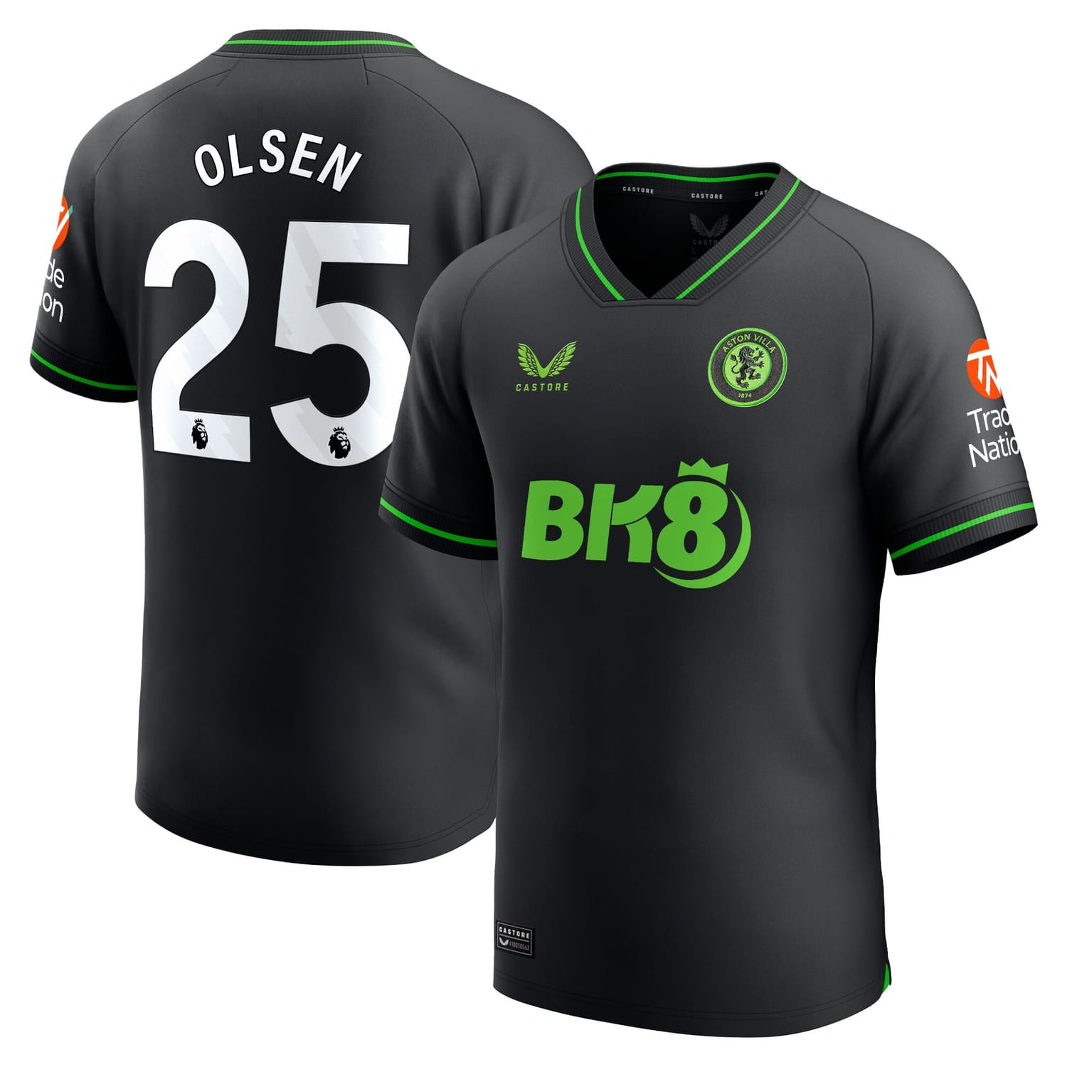 Premier League Aston Villa Home Goalkeeper Jersey Shirt 2023-24 player Robin Olsen 25 printing for Men