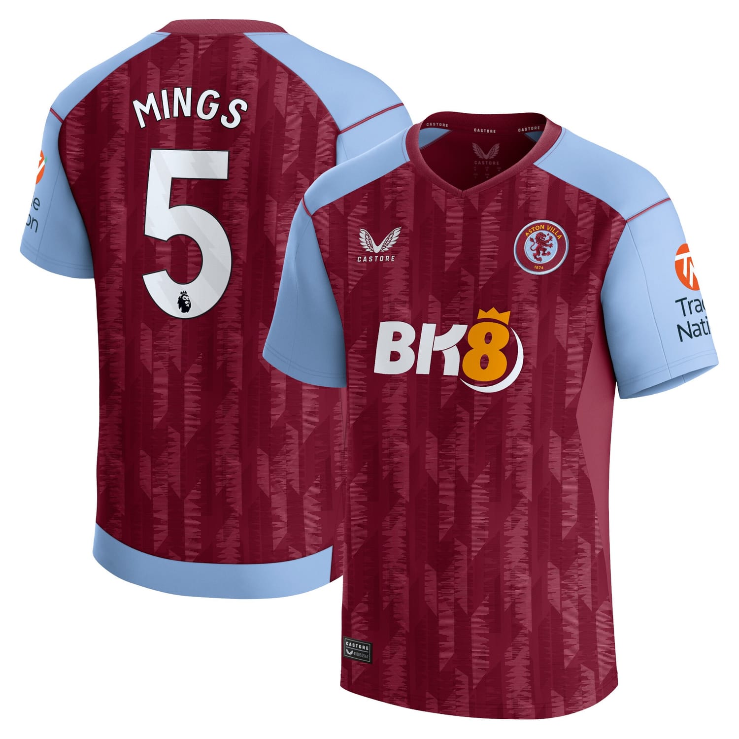 Premier League Aston Villa Home Jersey Shirt 2023-24 player Tyrone Mings 5 printing for Men