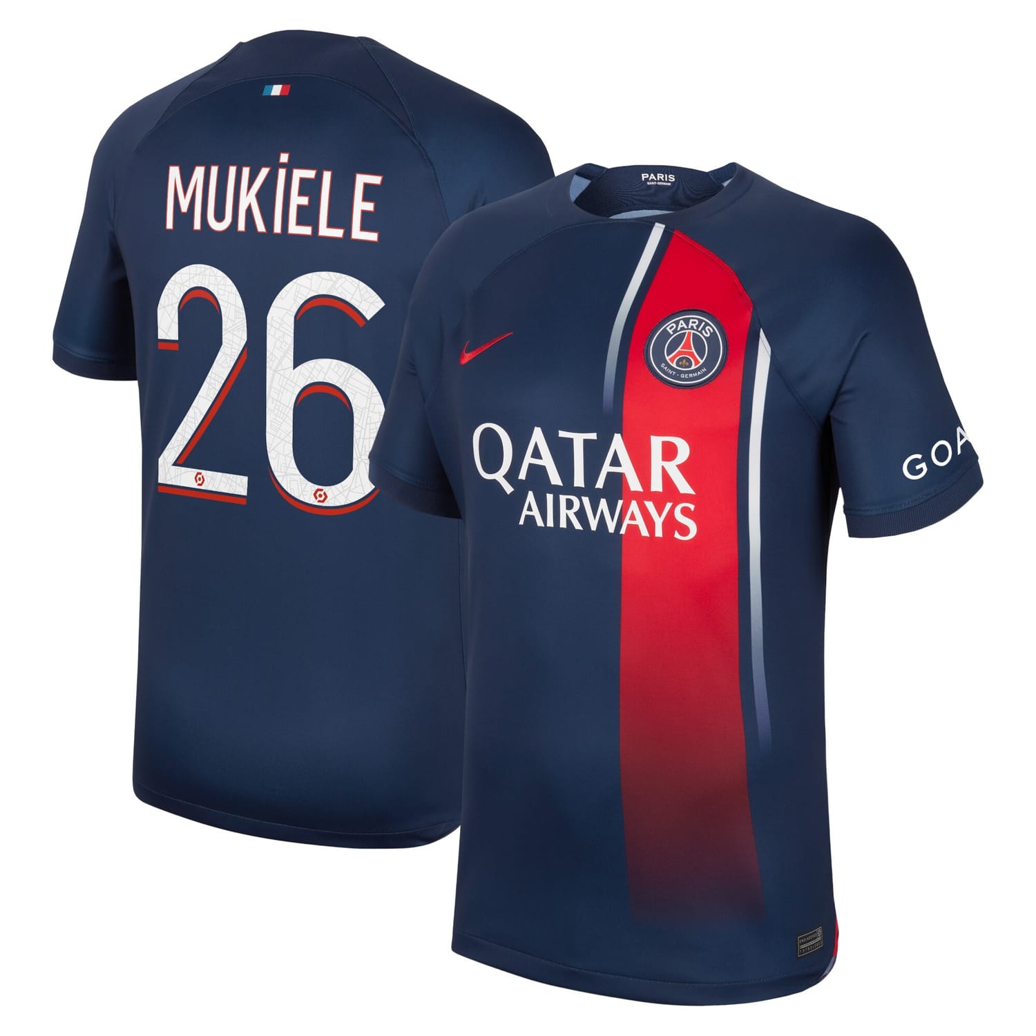 Ligue 1 Paris Saint-Germain Home Jersey Shirt 2023-24 player Nordi Mukiele 26 printing for Men