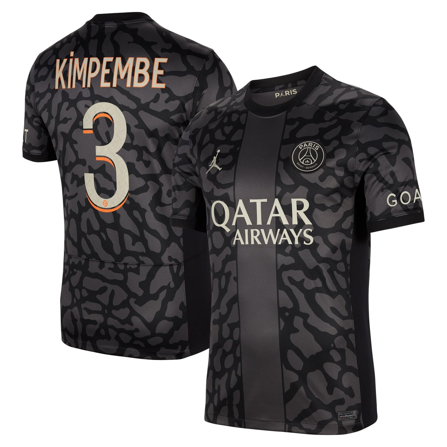 Ligue 1 Paris Saint-Germain Third Jersey Shirt 2023-24 player Presnel Kimpembe 3 printing for Men