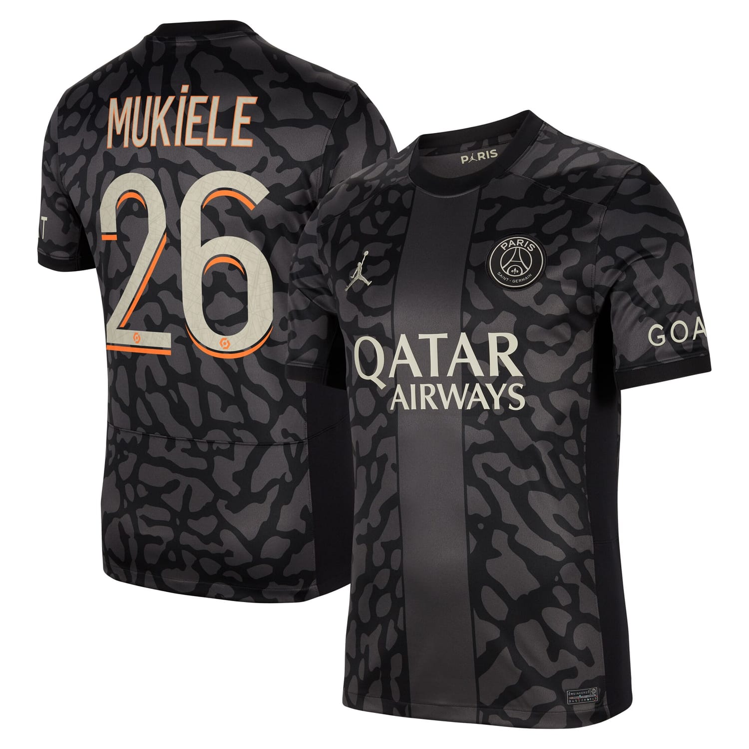 Ligue 1 Paris Saint-Germain Third Jersey Shirt 2023-24 player Nordi Mukiele 26 printing for Men