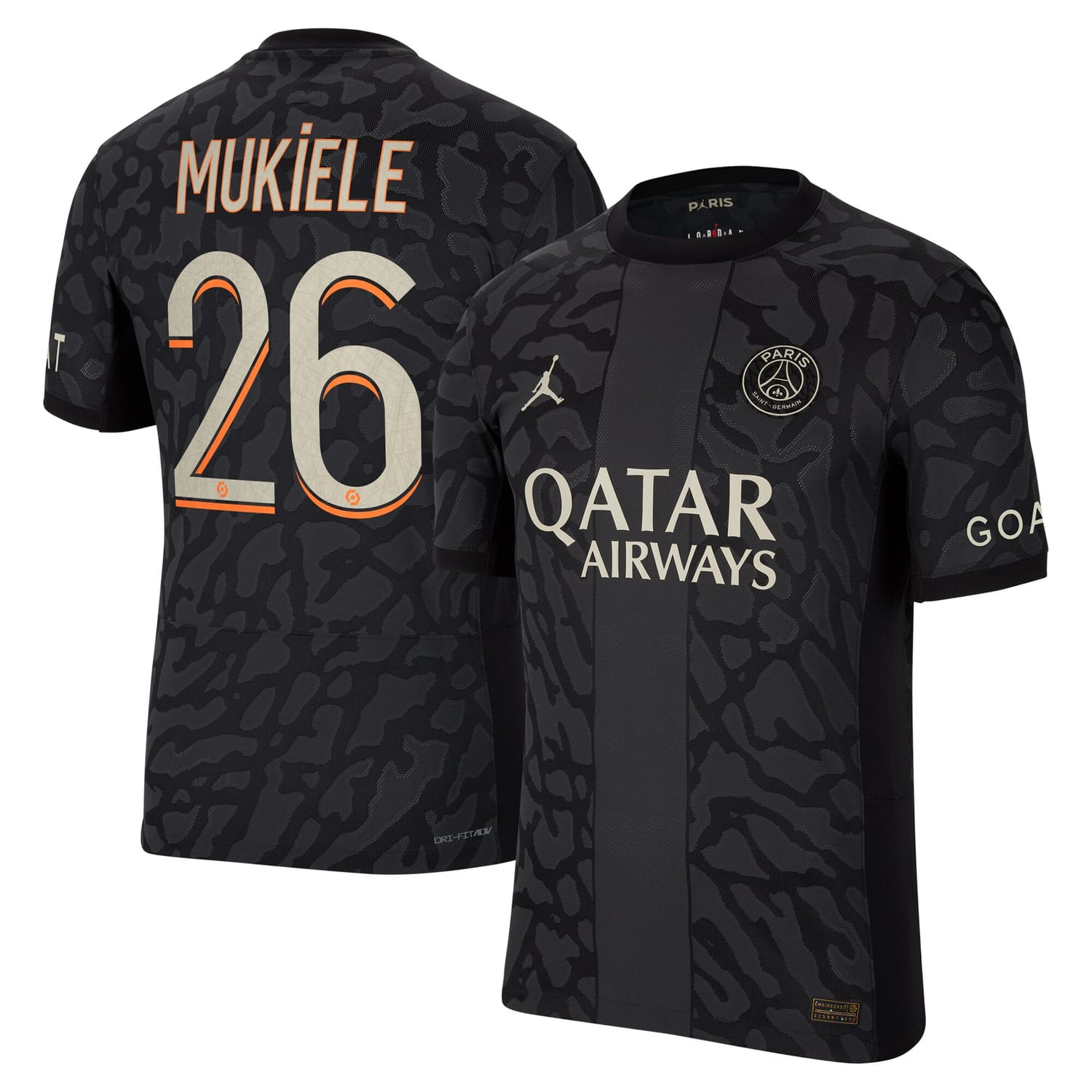 Ligue 1 Paris Saint-Germain Third Authentic Jersey Shirt 2023-24 player Nordi Mukiele 26 printing for Men