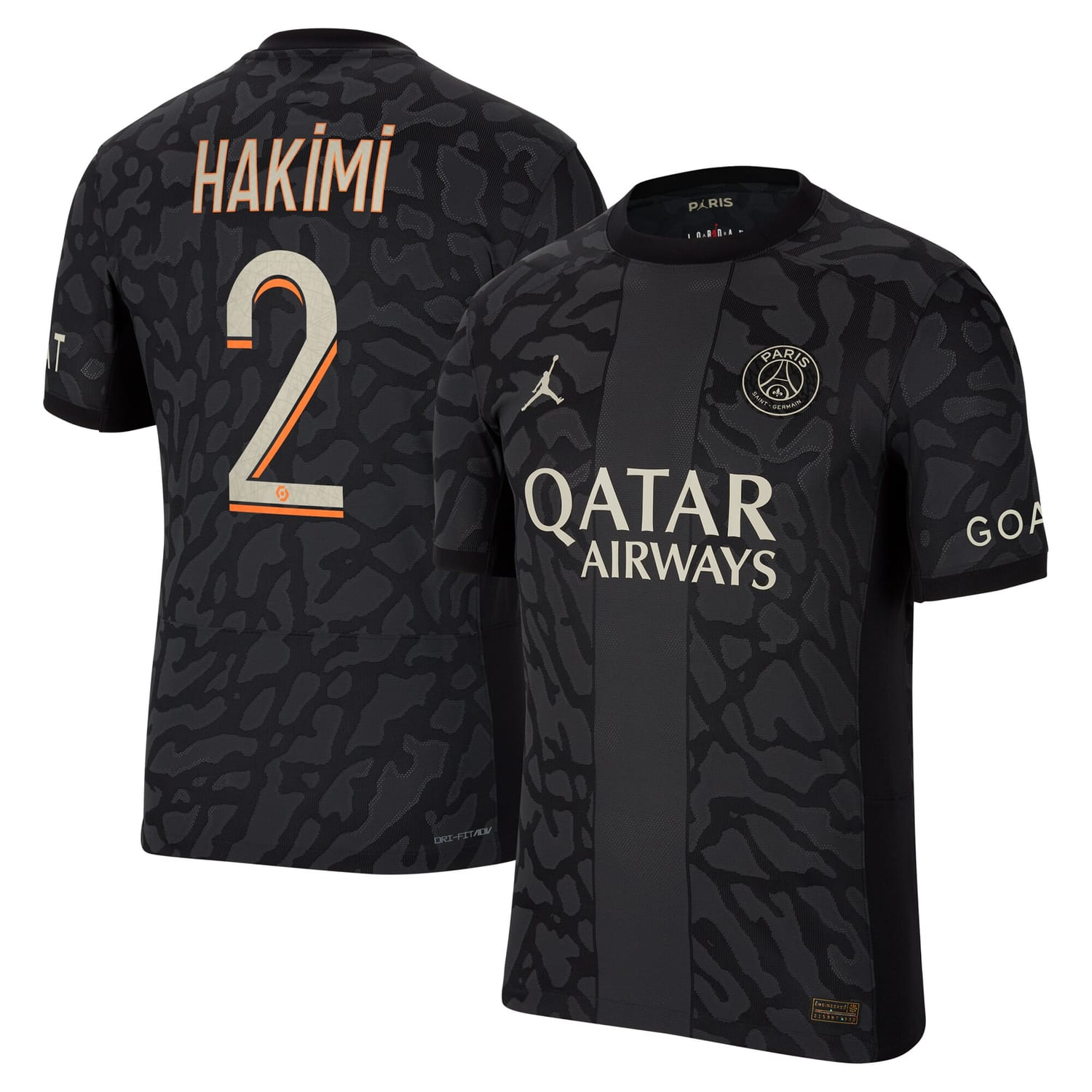 Ligue 1 Paris Saint-Germain Third Authentic Jersey Shirt 2023-24 player Achraf Hakimi 2 printing for Men