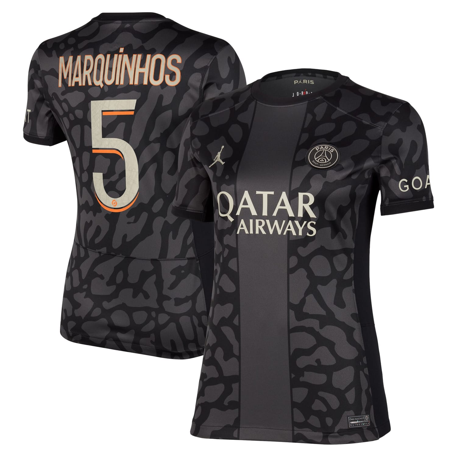 Ligue 1 Paris Saint-Germain Third Jersey Shirt 2023-24 player Marquinhos 5 printing for Women