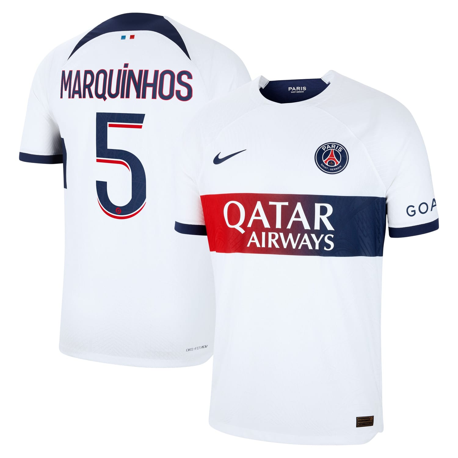 Ligue 1 Paris Saint-Germain Away Authentic Jersey Shirt 2023-24 player Marquinhos 5 printing for Men