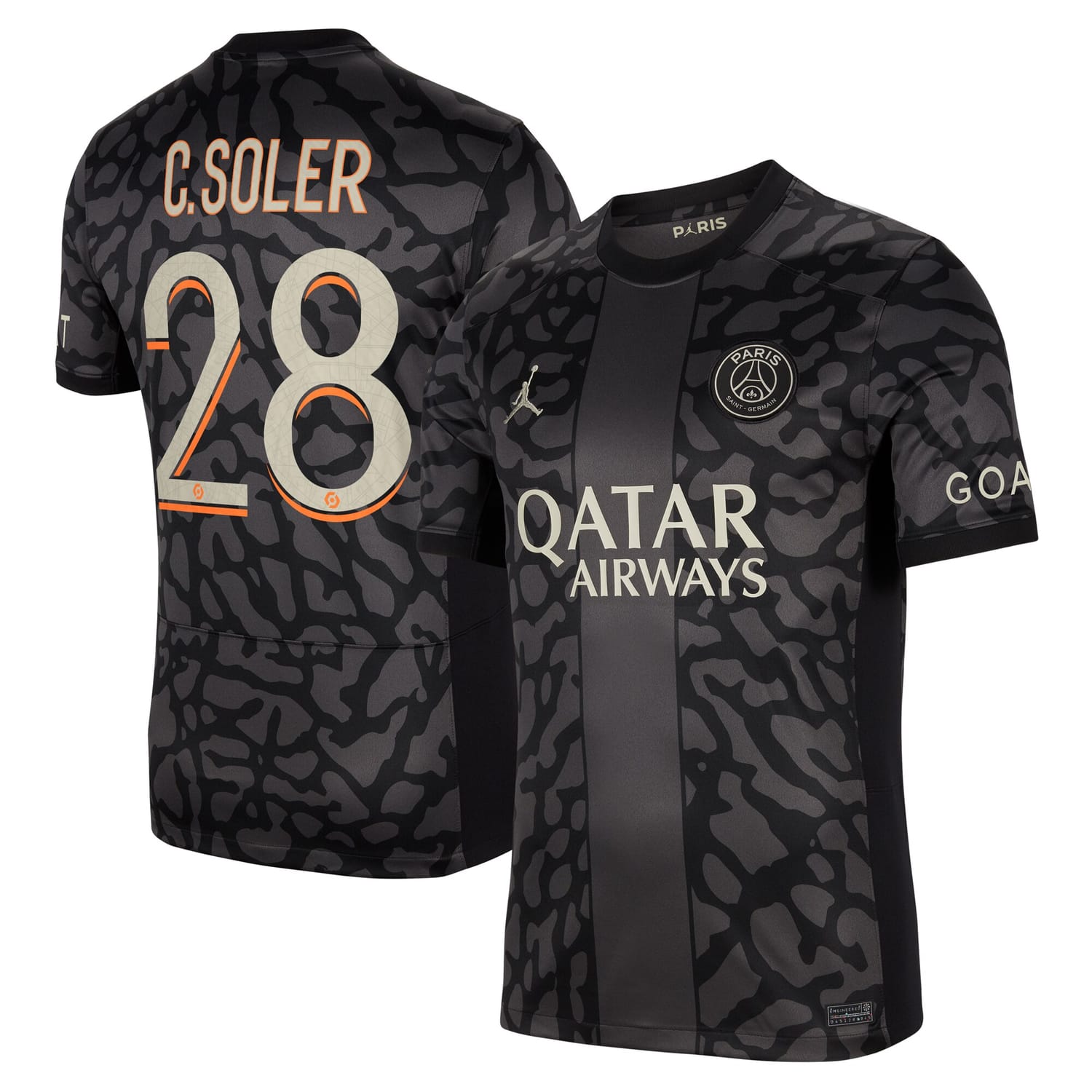 Ligue 1 Paris Saint-Germain Third Jersey Shirt 2023-24 player Carlos Soler 28 printing for Men