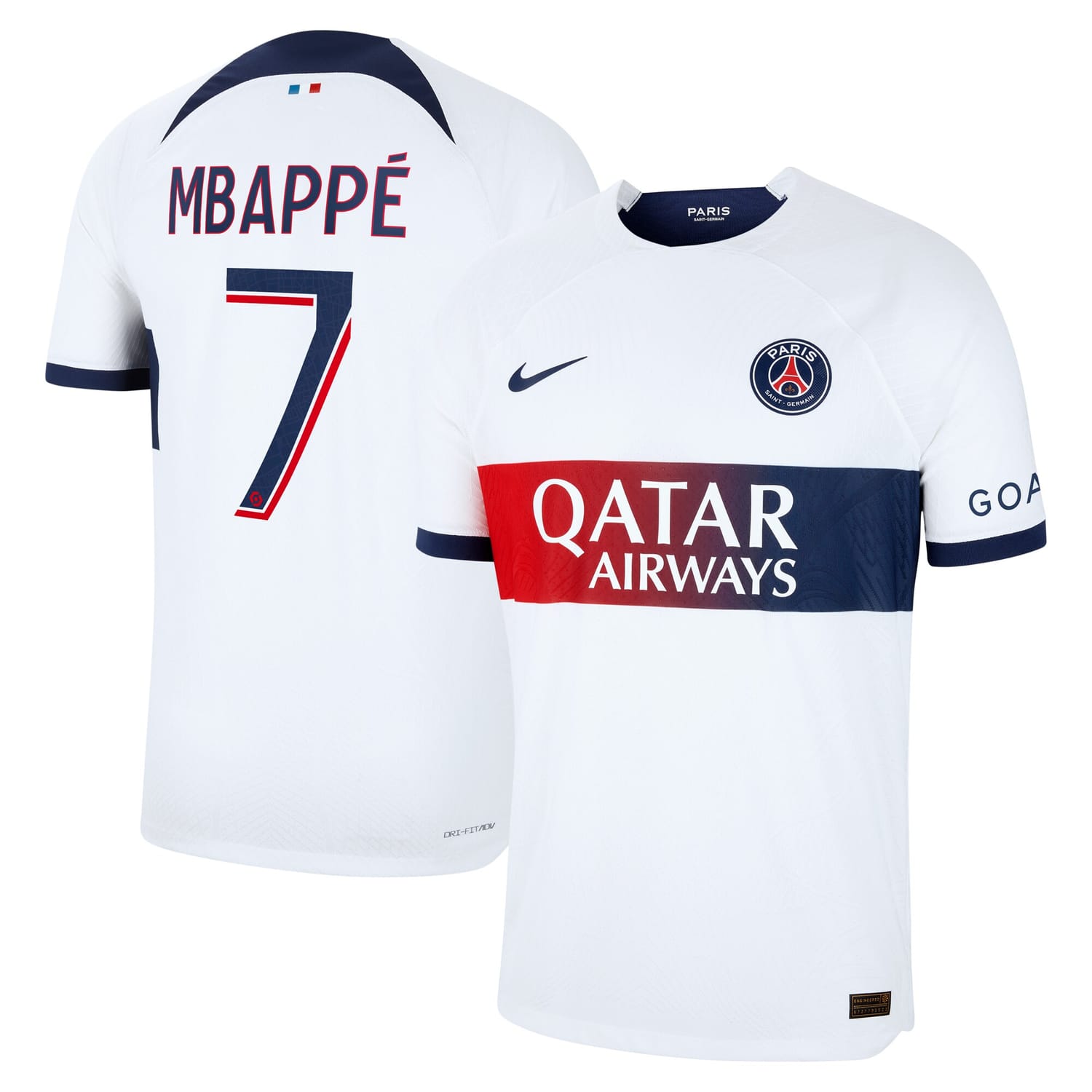 Ligue 1 Paris Saint-Germain Away Authentic Jersey Shirt 2023-24 player Kylian Mbappe 7 printing for Men