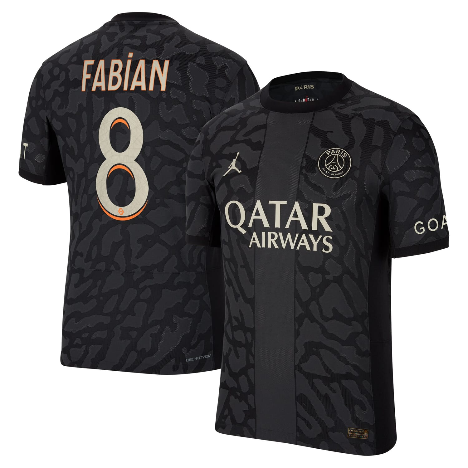 Ligue 1 Paris Saint-Germain Third Authentic Jersey Shirt 2023-24 player Fabian Ruiz 8 printing for Men