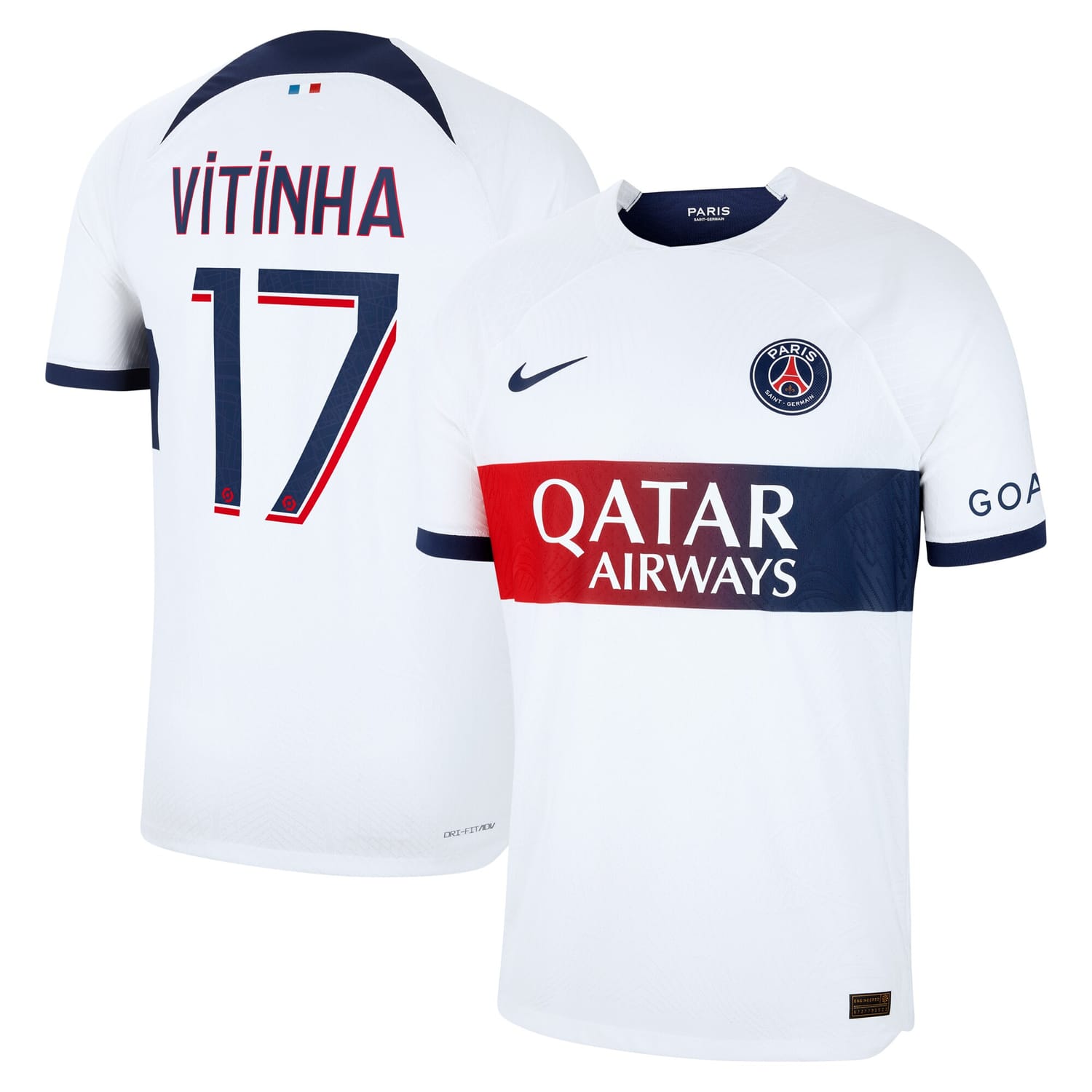 Ligue 1 Paris Saint-Germain Away Authentic Jersey Shirt 2023-24 player Vitinha 17 printing for Men