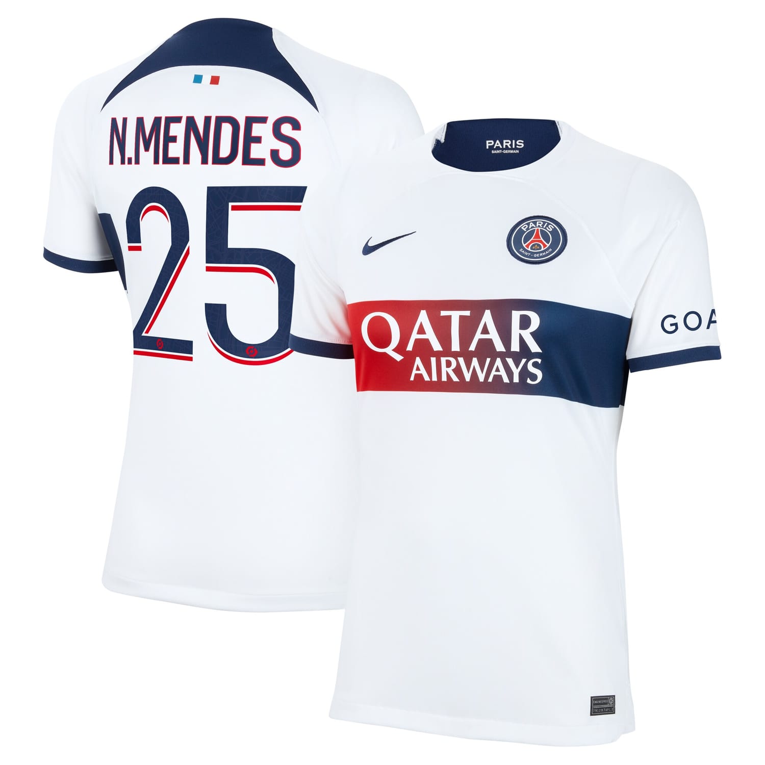 Ligue 1 Paris Saint-Germain Away Jersey Shirt 2023-24 player Nuno Mendes 25 printing for Women