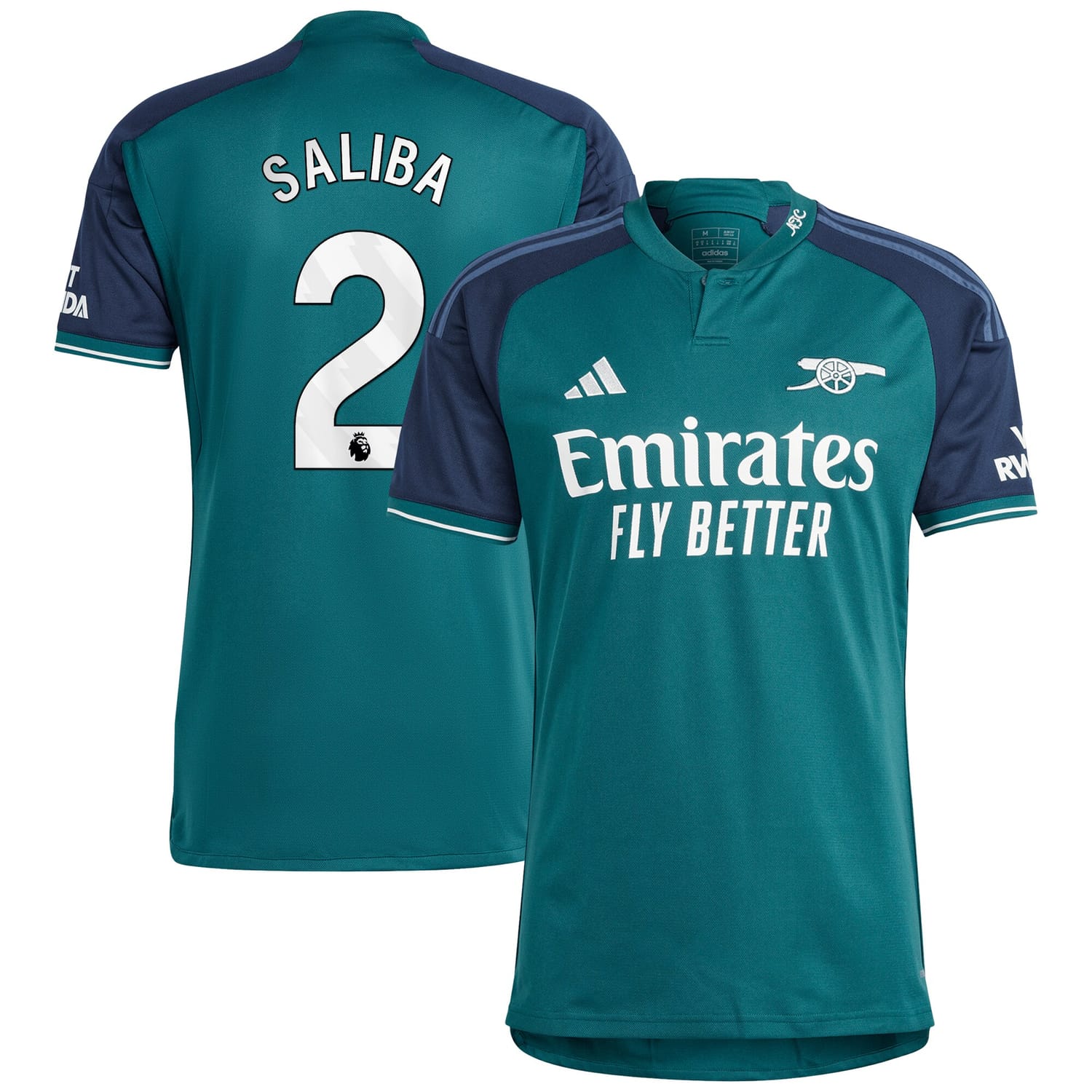 Premier League Arsenal Third Jersey Shirt 2023-24 player William Saliba 2 printing for Men