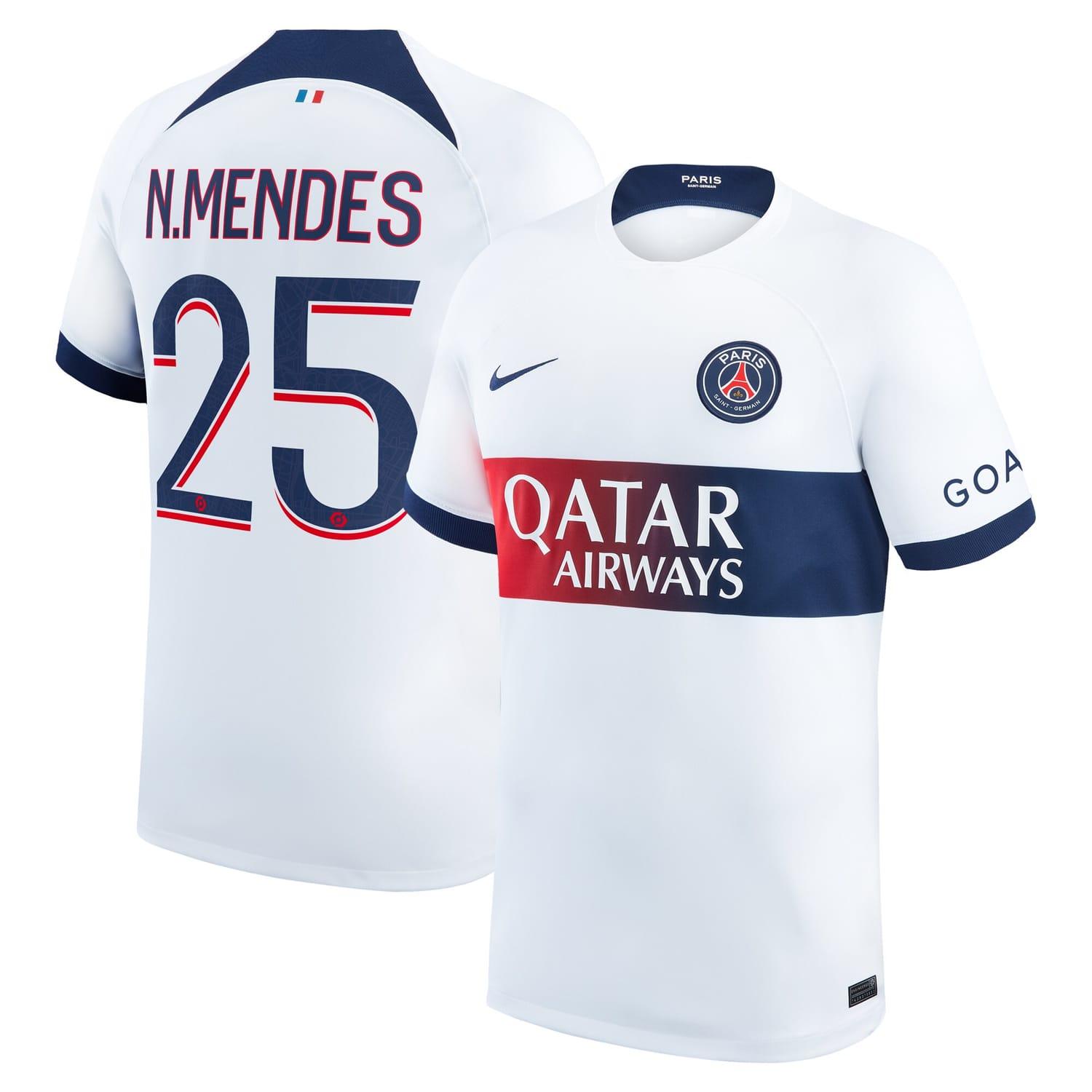 Ligue 1 Paris Saint-Germain Away Jersey Shirt 2023-24 player Nuno Mendes 25 printing for Men
