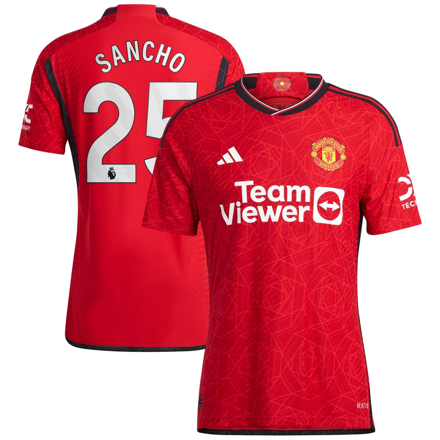 Premier League Manchester United Home Authentic Jersey Shirt 2023-24 player Jadon Sancho 25 printing for Men