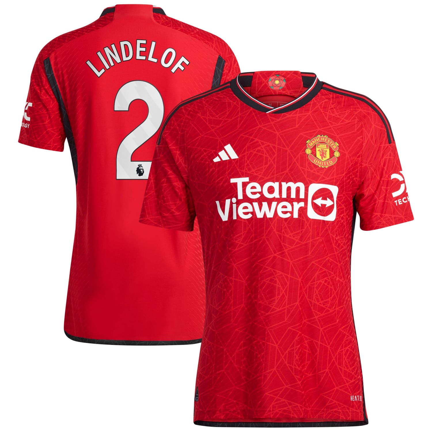 Premier League Manchester United Home Authentic Jersey Shirt 2023-24 player Victor Lindelöf 2 printing for Men