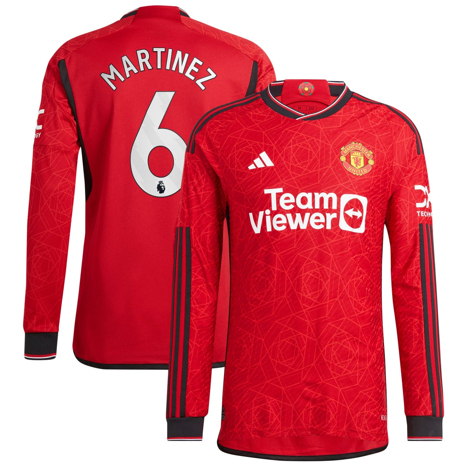 Premier League Manchester United Home Authentic Jersey Shirt Long Sleeve 2023-24 player Lisandro Martínez 6 printing for Men