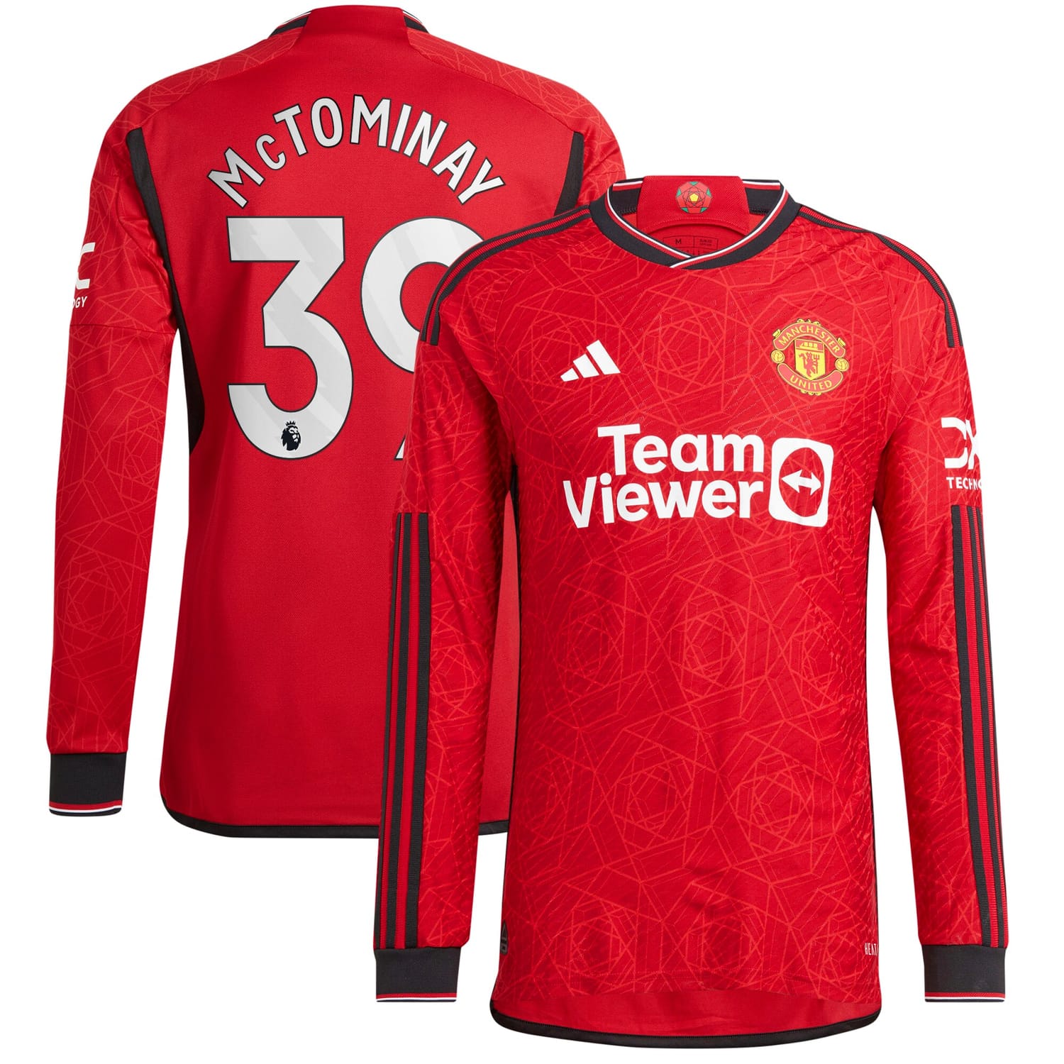 Premier League Manchester United Home Authentic Jersey Shirt Long Sleeve 2023-24 player Scott McTominay 39 printing for Men
